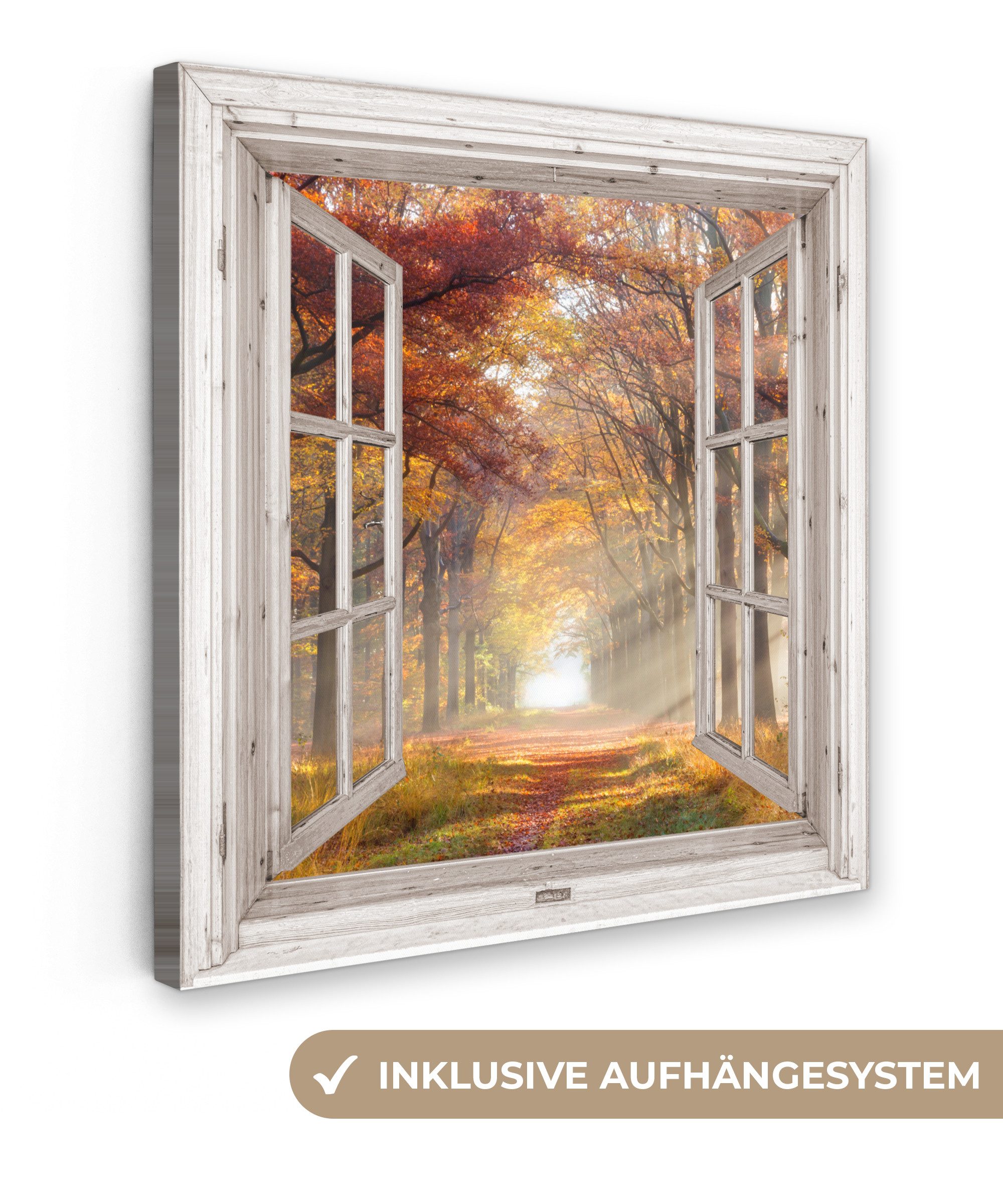 OneMillionCanvasses® Leinwandbild Herbst - Wald - günstig online kaufen