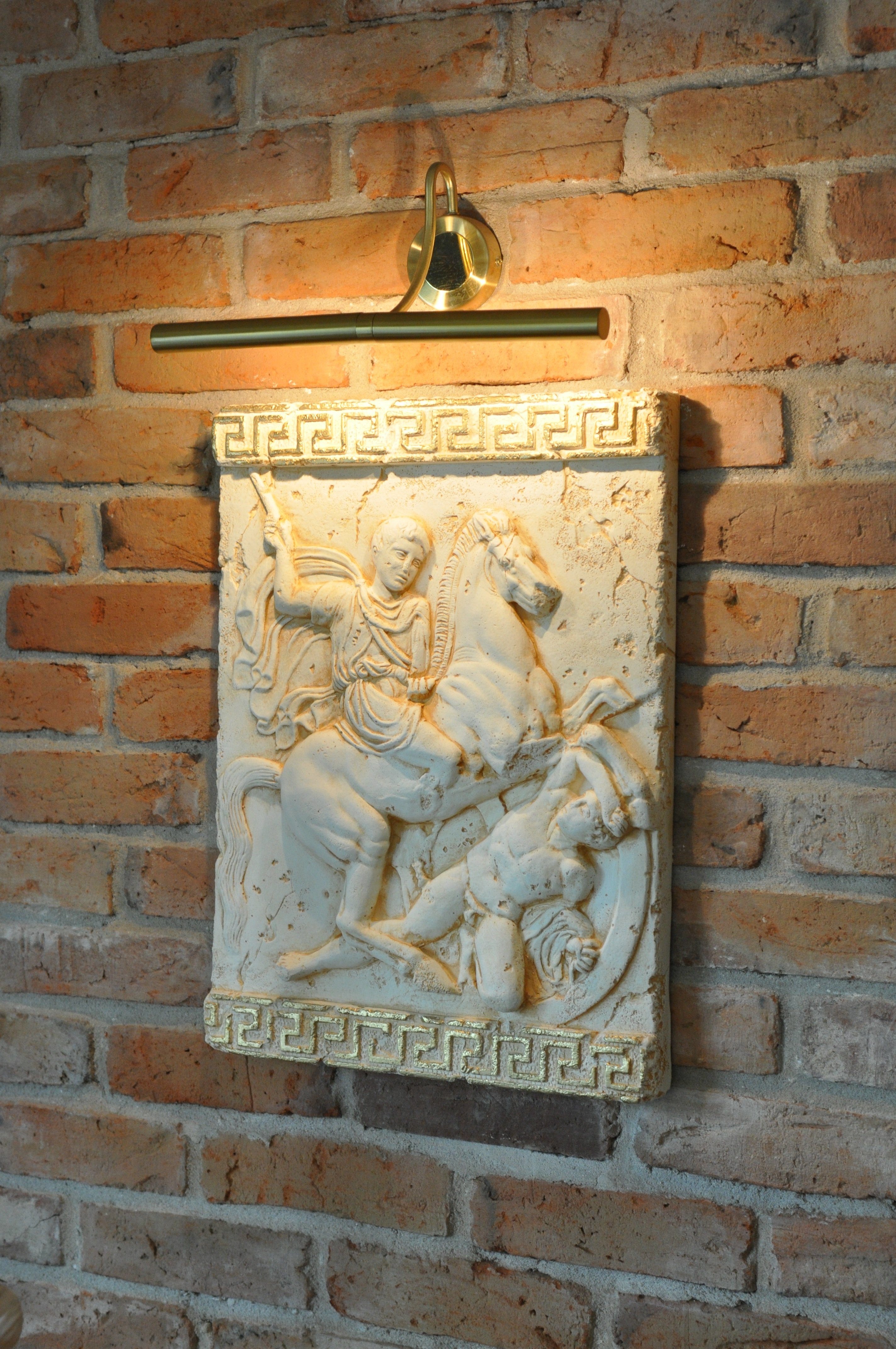 JVmoebel Skulptur Alexander der Große Pferd Wandrelief Antik Relief Wand Gemälde