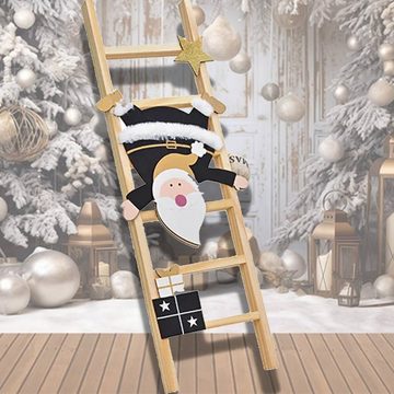 G. Wurm Dekofigur Nikolaus auf Leiter mit Geschenk, Holz