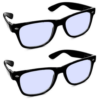 HAC24 Brille 2x Blaulichtfilter Bildschirmbrille Blaufilterbrille Gamingbrille Blaufilter PC Bildschirm Monitor Brille Bürobrille Arbeitsplatzbrille, Ohne Stärke, für Damen Herren