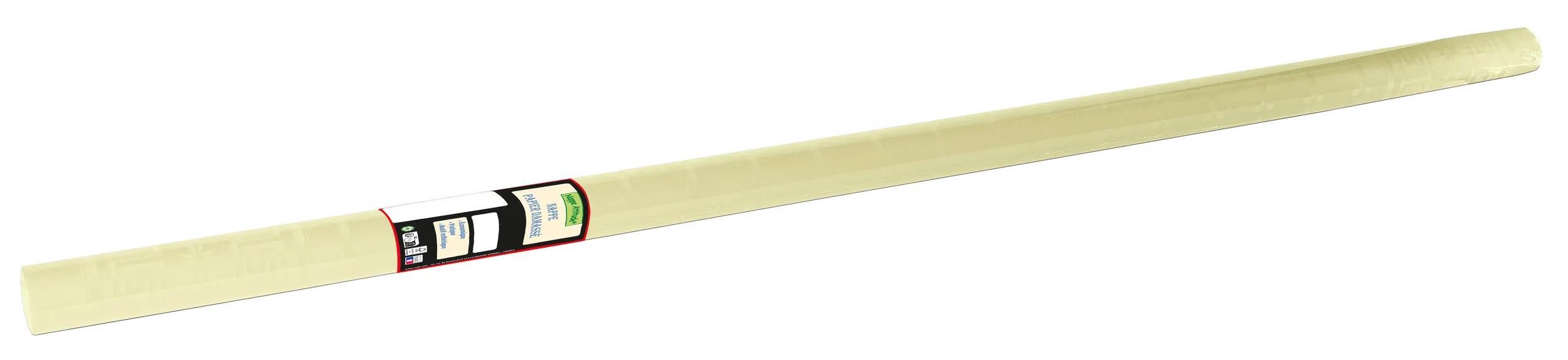 PROnappe Tischband 12x Papiertischdecke Rolle Damastprägung 6x1,18m Elfenbein RD260624I