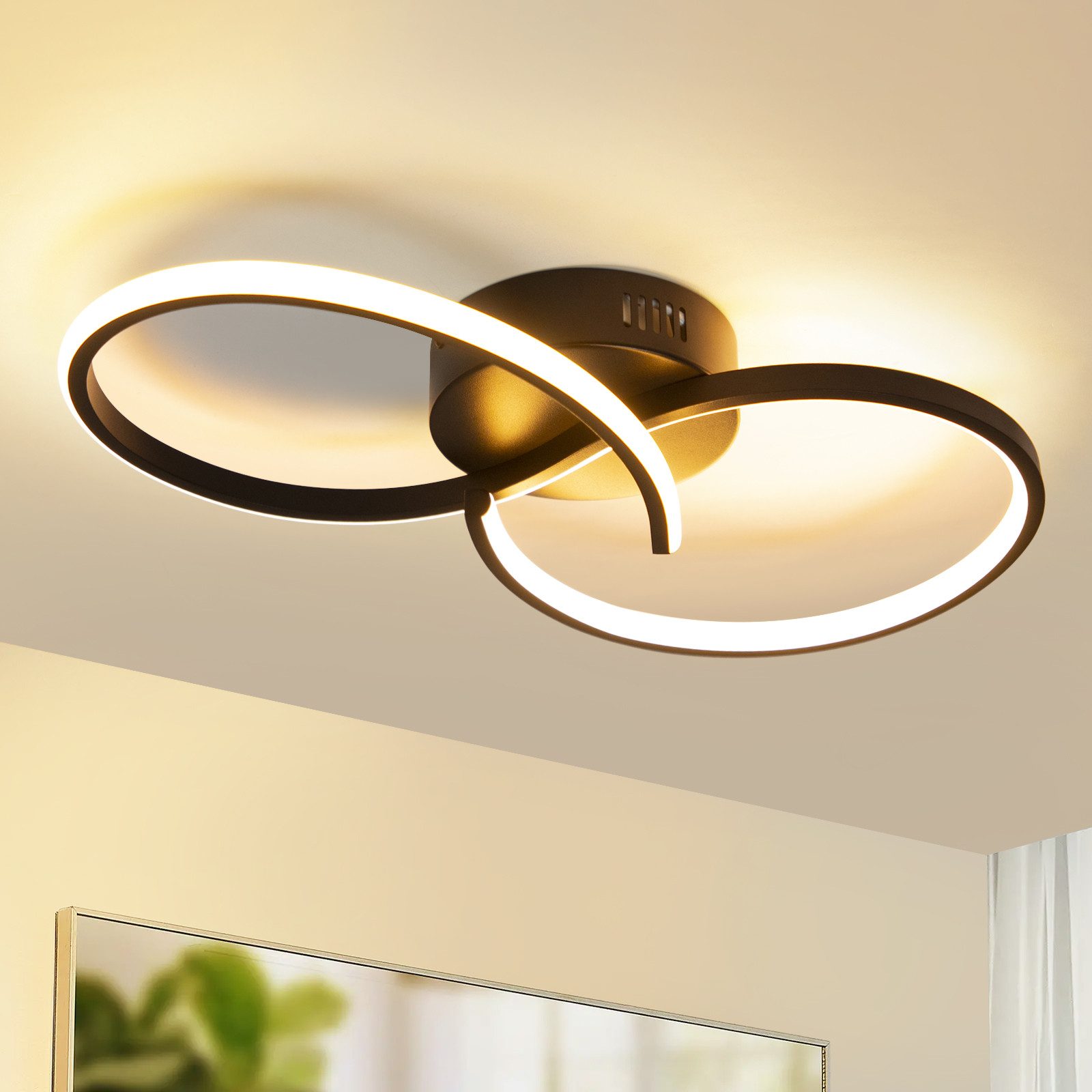 ZMH LED Deckenleuchte Wohnzimmer 8-förmige Schwarz/Weiß Deckenlampe 12/24W günstig online kaufen