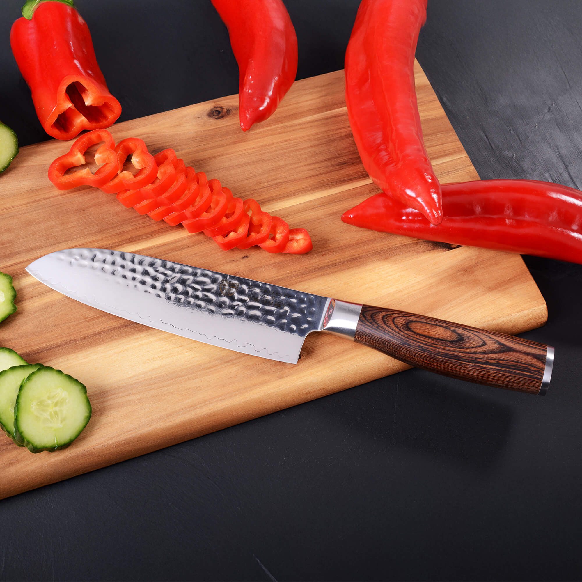 GRÄWE Damastmesser GRÄWE Damazener Santokumesser 7"