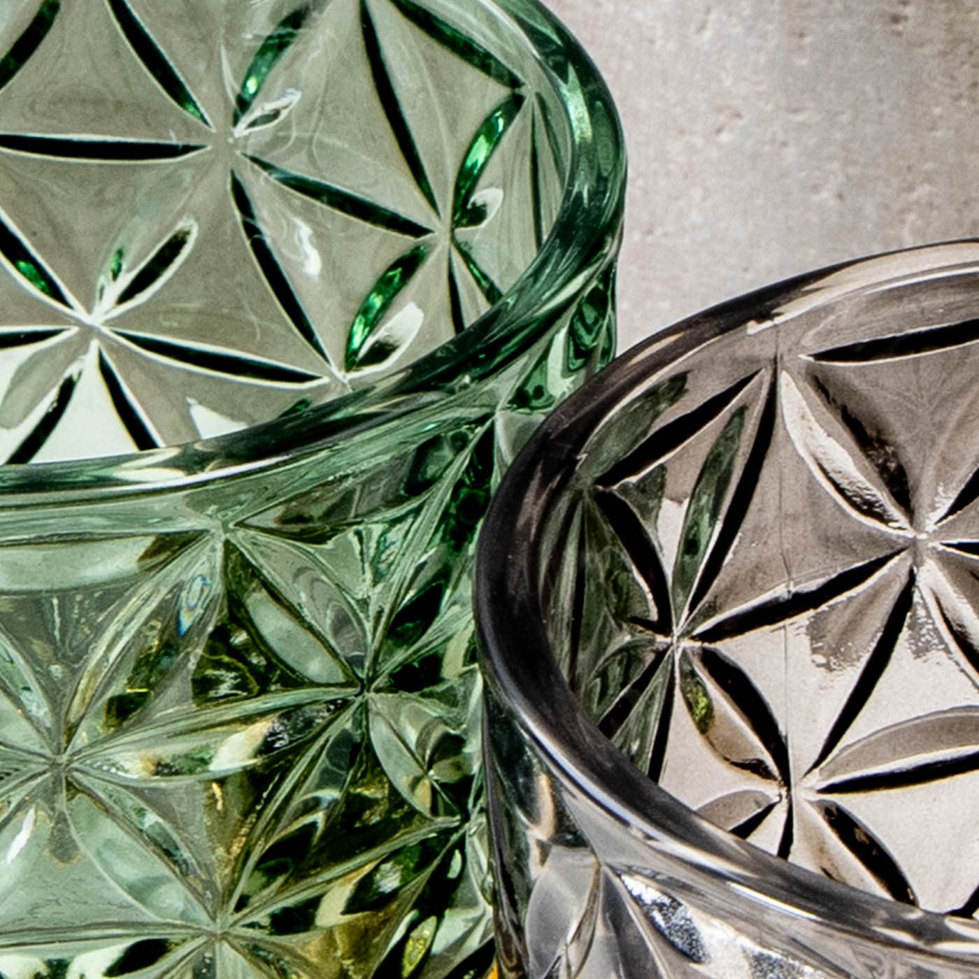 Levandeo® Teelichthalter, 3er Set Teelichthalter Glas Rosa Grün Grau H9cm Kerzenglas Retro