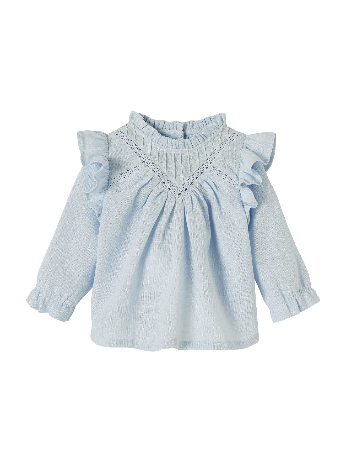 Langarmhemd Mädchen Baby Bluse mit Volants, Struktureffekt