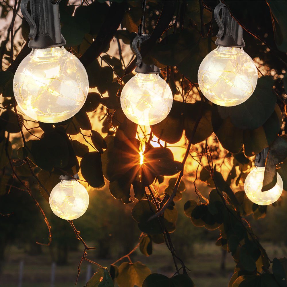 etc-shop LED Dekolicht, LED-Leuchtmittel Warmweiß, Garten Fairy Birnen Außenlichterkette verbaut, lights fest Lichterkette Edison klar