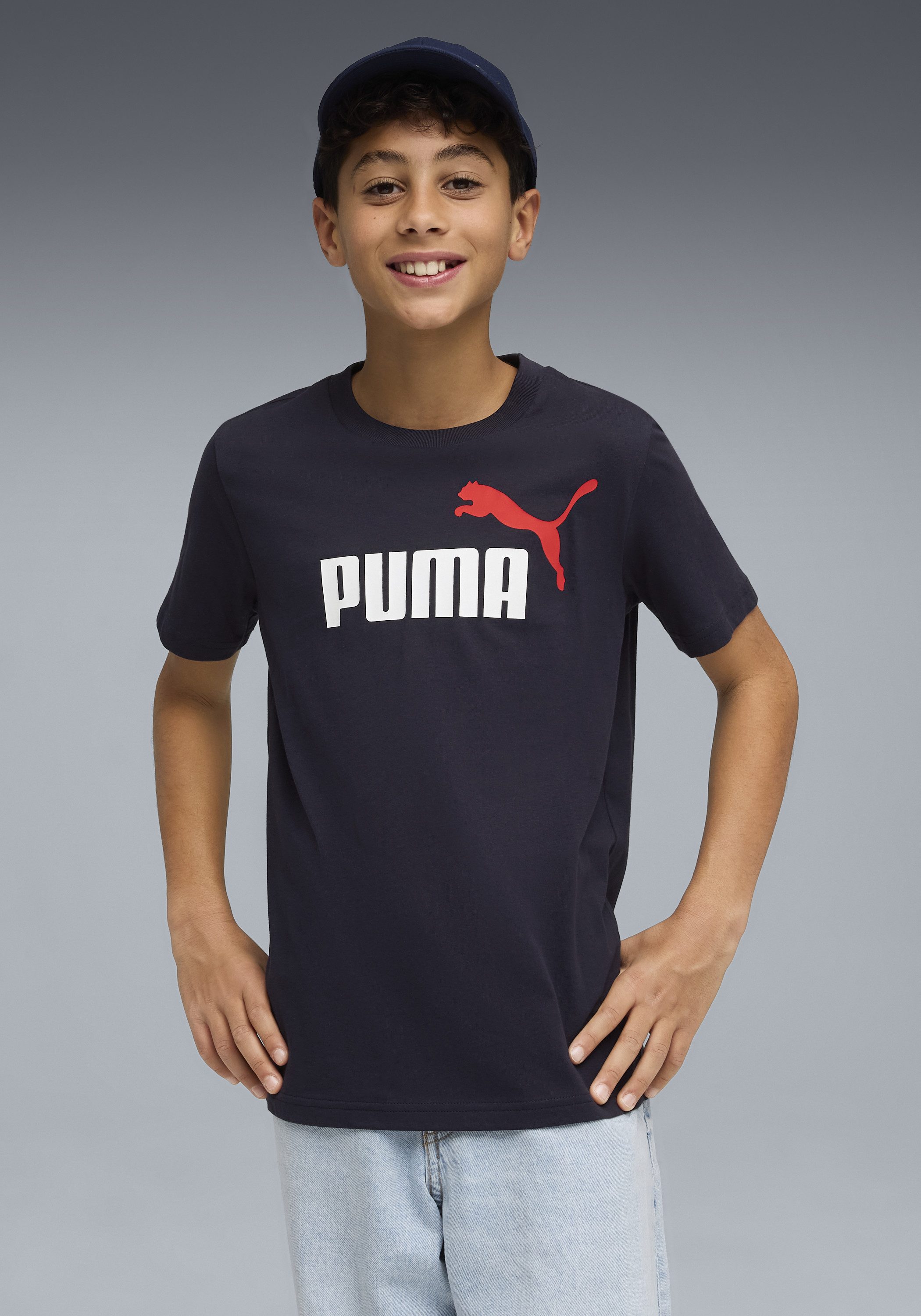 PUMA T-Shirt ESS 2 COLOR NO.1 LOGO TEE B mit Rundhalsausschnitt, Kurzarm, ohne Kapuze