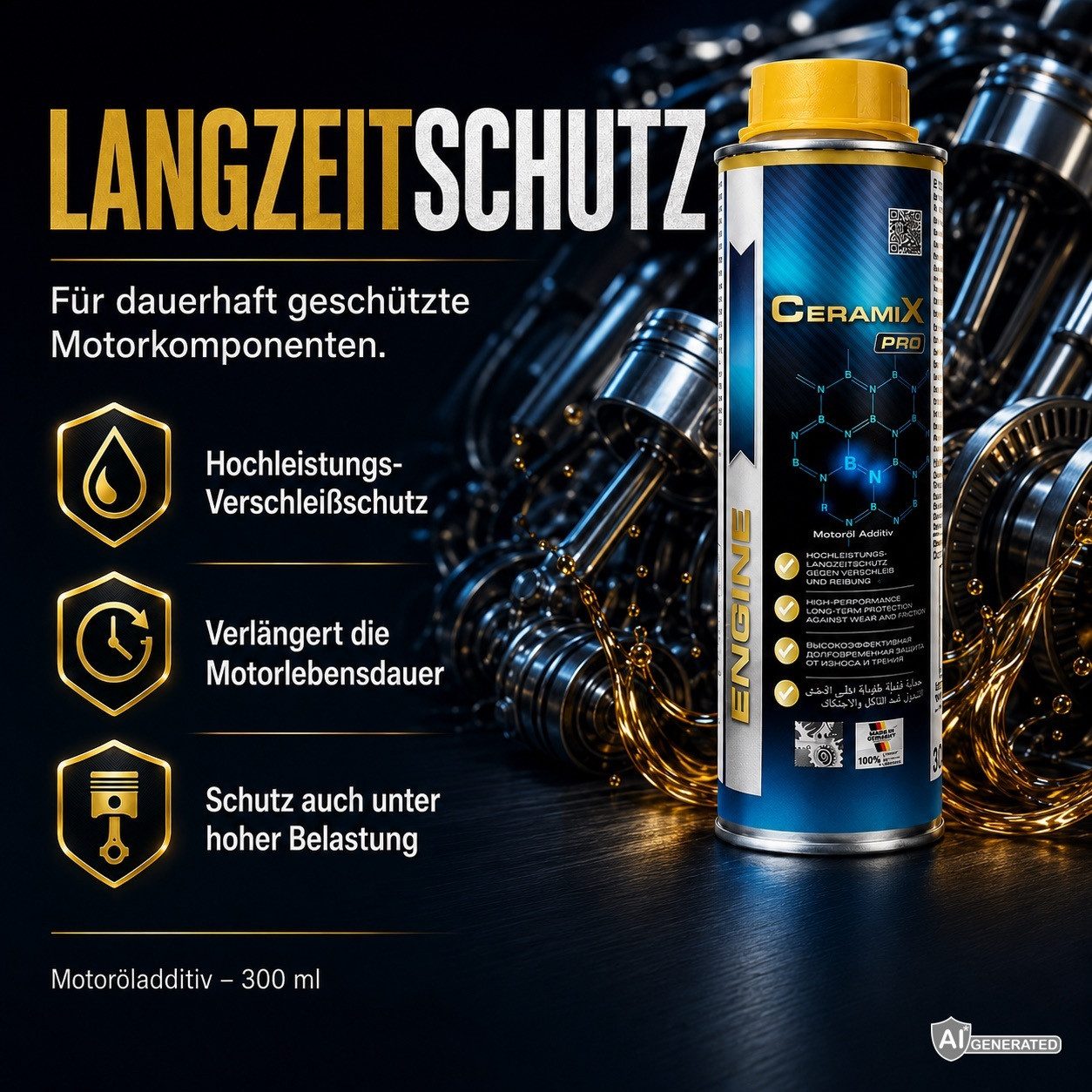 Ravenol Öl-Additiv CeramiX-Pro 300 ml Keramik Motoröladditiv mit hBN Verschleißschutz, 0,3 l, Keramik-Motoröladditiv mit hBN für Reibungs- & Verschleißschutz – Bild 5 von 5