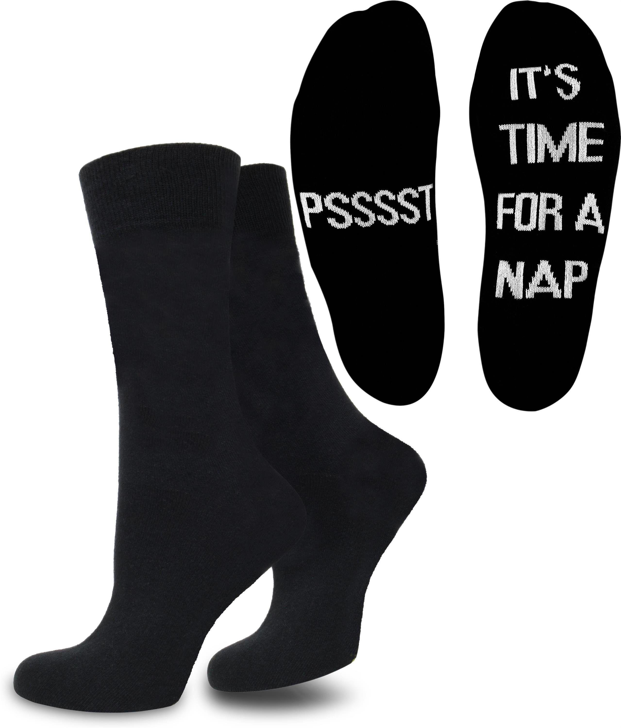 normani Basicsocken 2 Paar Herrensocken mit witzigen Sprüchen (2 Paar) ohne einschneidendes Bündchen Coffee/Nap