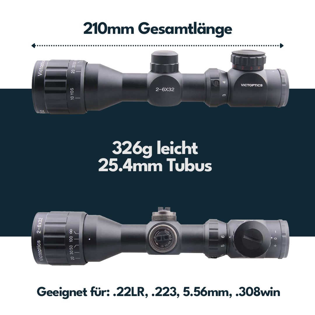 Vector Optics Victoptics OPSL09 A3 2-6x32 Zielfernrohr (Ideal für Jagd, Sport und Airsoft)