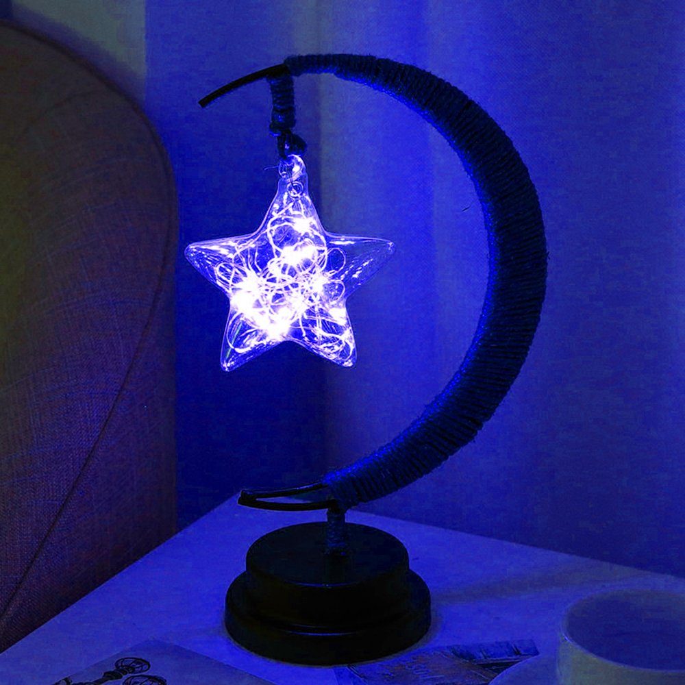 Rosnek LED Dekolicht LED Nachtlicht, Glas Stern Dekolicht, mit Led Kupferdraht,Ramadan, Warmes Weiß, Blau, Lila, Multicolor