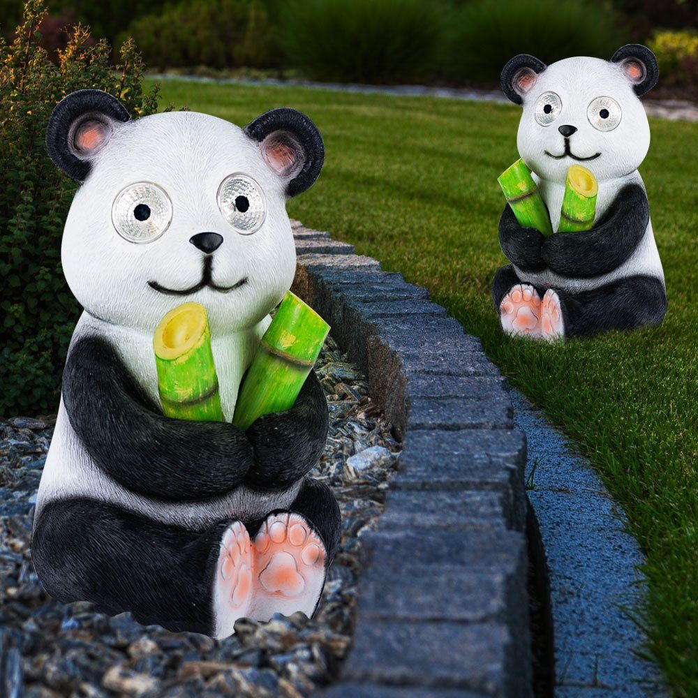 Panda Außen fest LED-Leuchtmittel LED Garten Terrassen Solar Beleuchtung Leuchte Balkon Deko verbaut, Dekofigur, Warmweiß, Kaltweiß, LED Globo