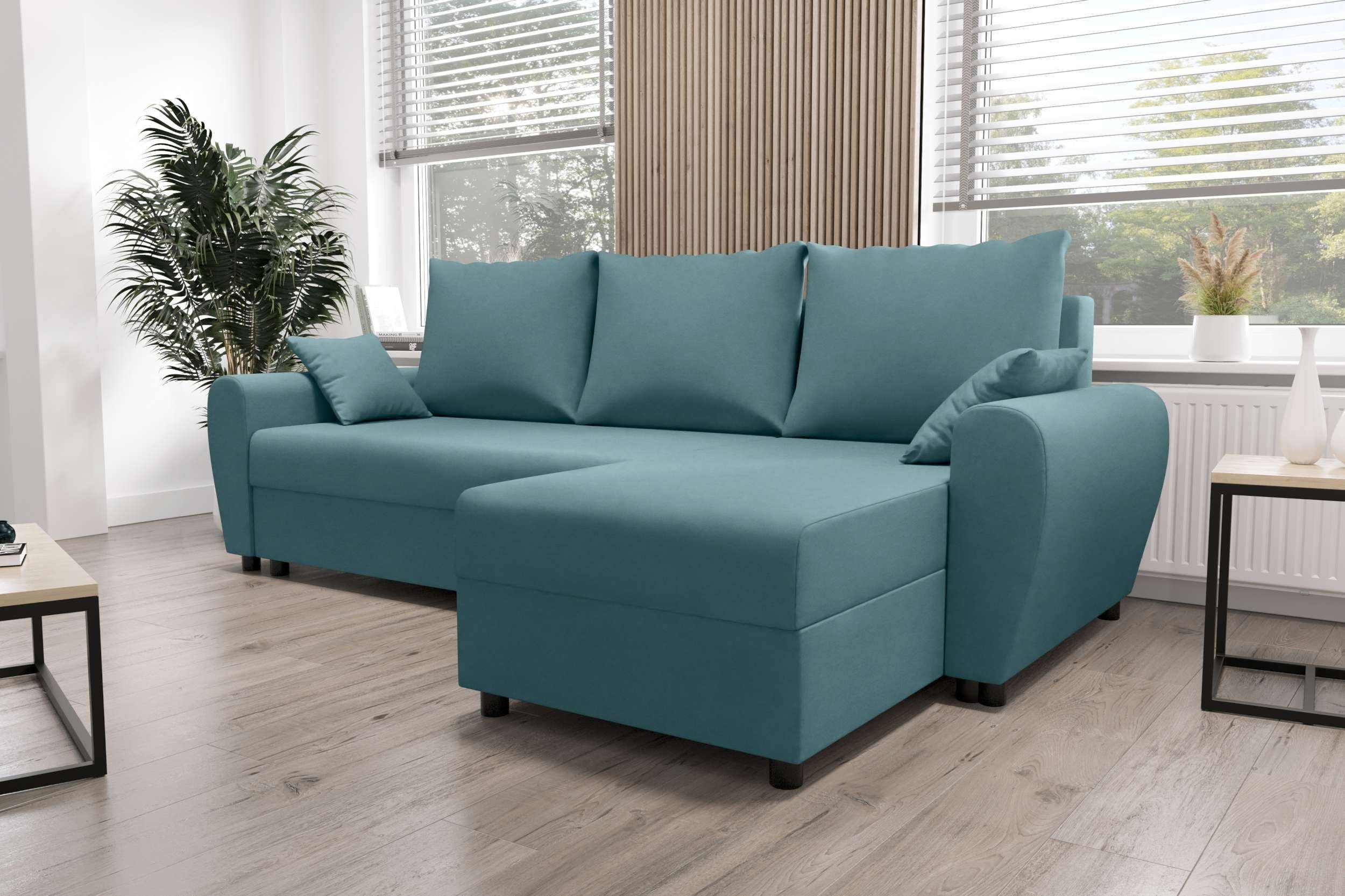 Eckcouch, Sitzkomfort, Bettfunktion, L-Form, mit Modern Stylefy Ecksofa Melina, Bettkasten, mit Sofa, Design