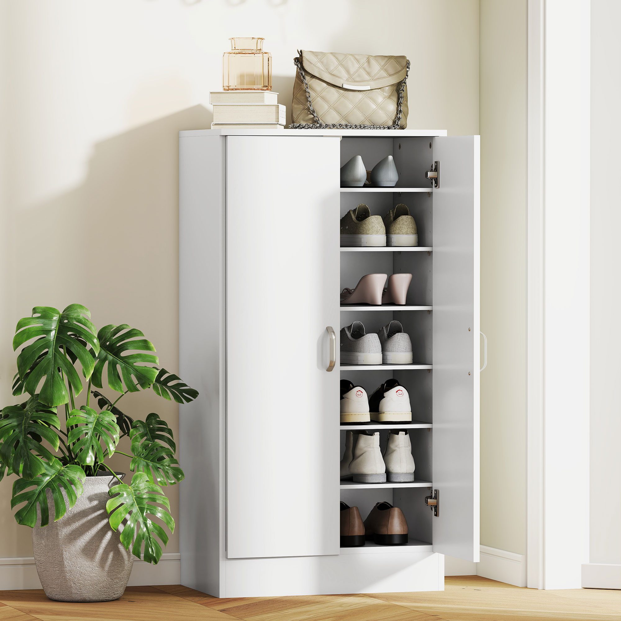 HOMCOM Schuhschrank mit 2 Türen, 6 günstig online kaufen