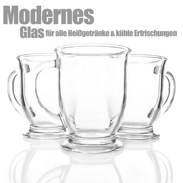 BigDean Teeglas 6x Teetasse - spülmaschinenfest 400ml - transparente Latte Macchiato, Glas