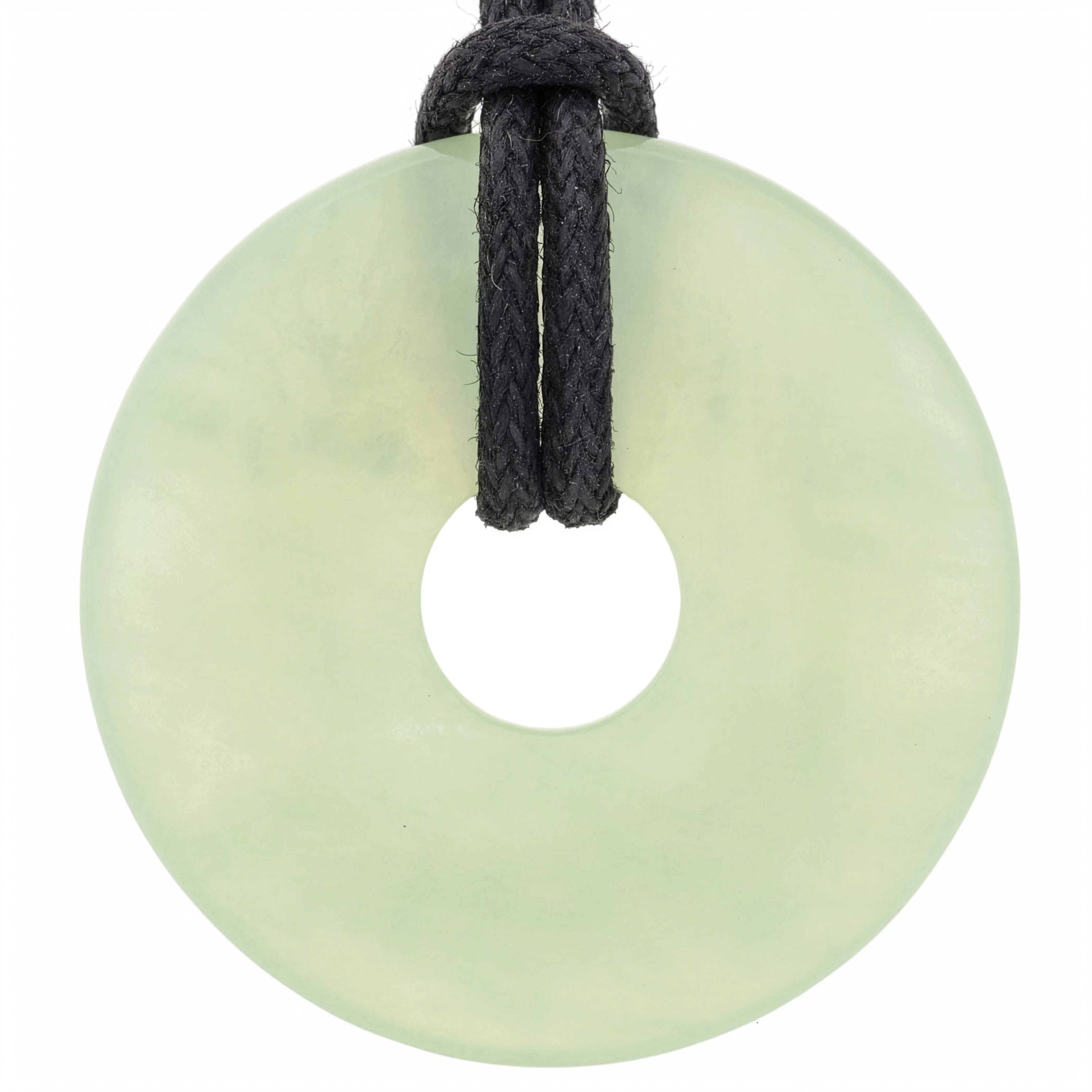 Lebensquelle Plus Edelstein Chinajade Donut, 30 mm Anhänger + Baumwollband