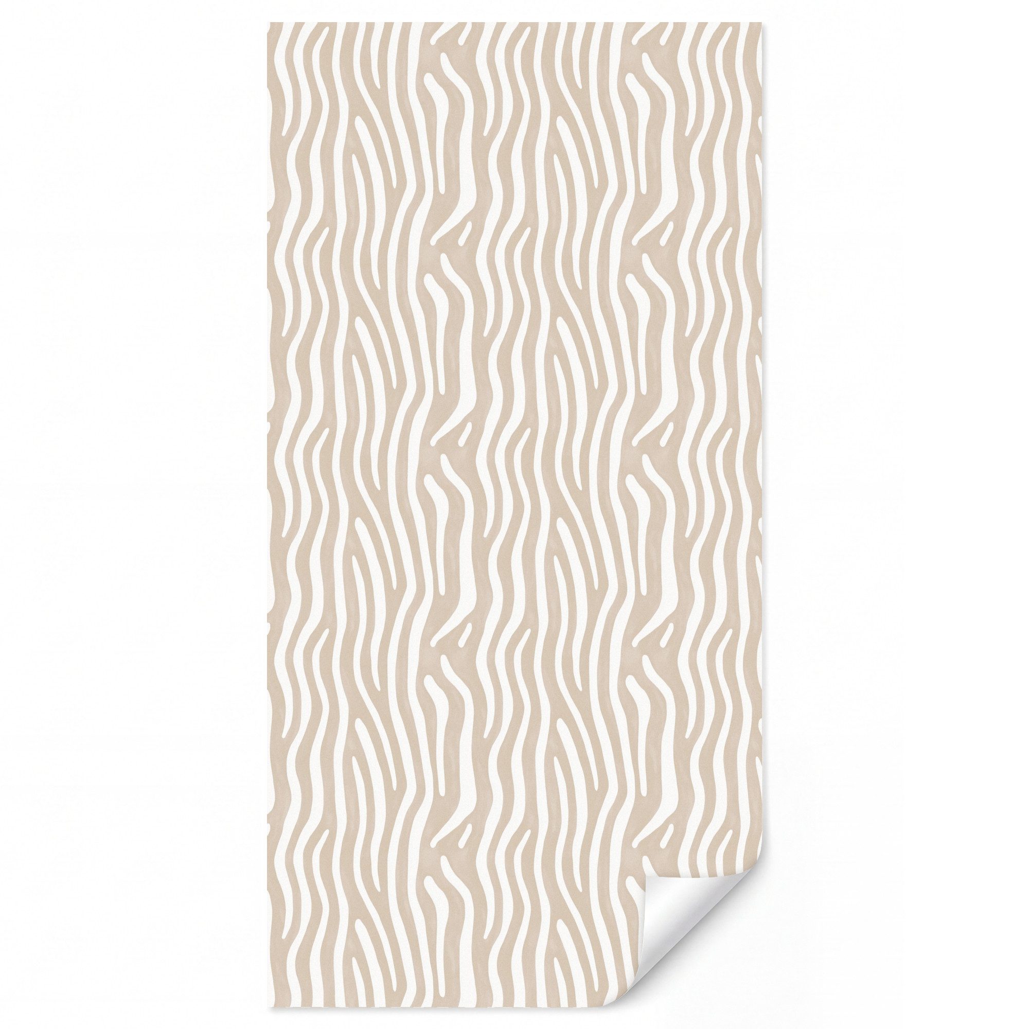 OnlyWow Fototapete Abstrakt - Zebra - Beige, Matt, bedruckt, Wandtapete, Schlafzimmer, Wanddekoration 100x220cm