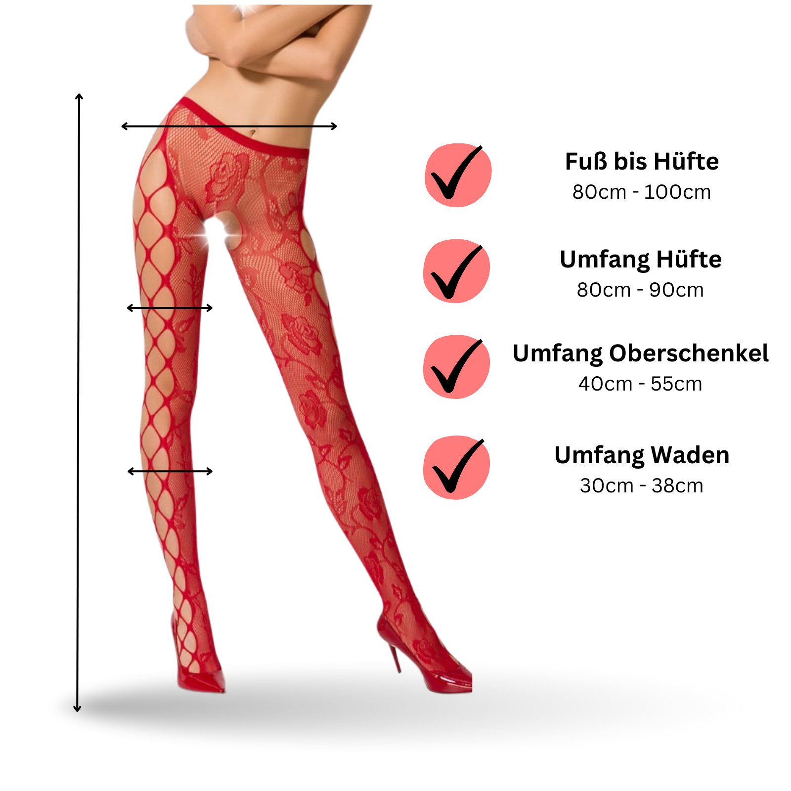 Lovelyness Strapsstrümpfe - Strapse Erotik Dessous - Mit offenem Schritt und Muster - S008 offener Schritt