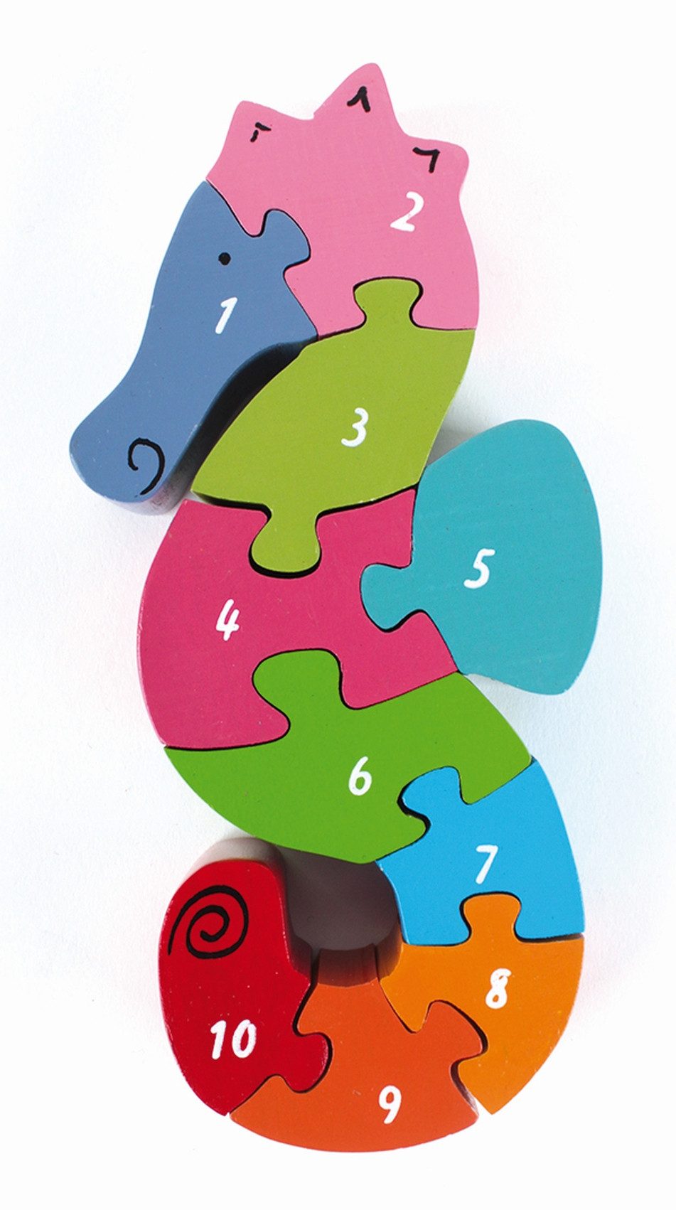 El Puente Puzzle Zahlen-Puzzle "Seepferdchen", Handmade, Puzzleteile, Fair Trade