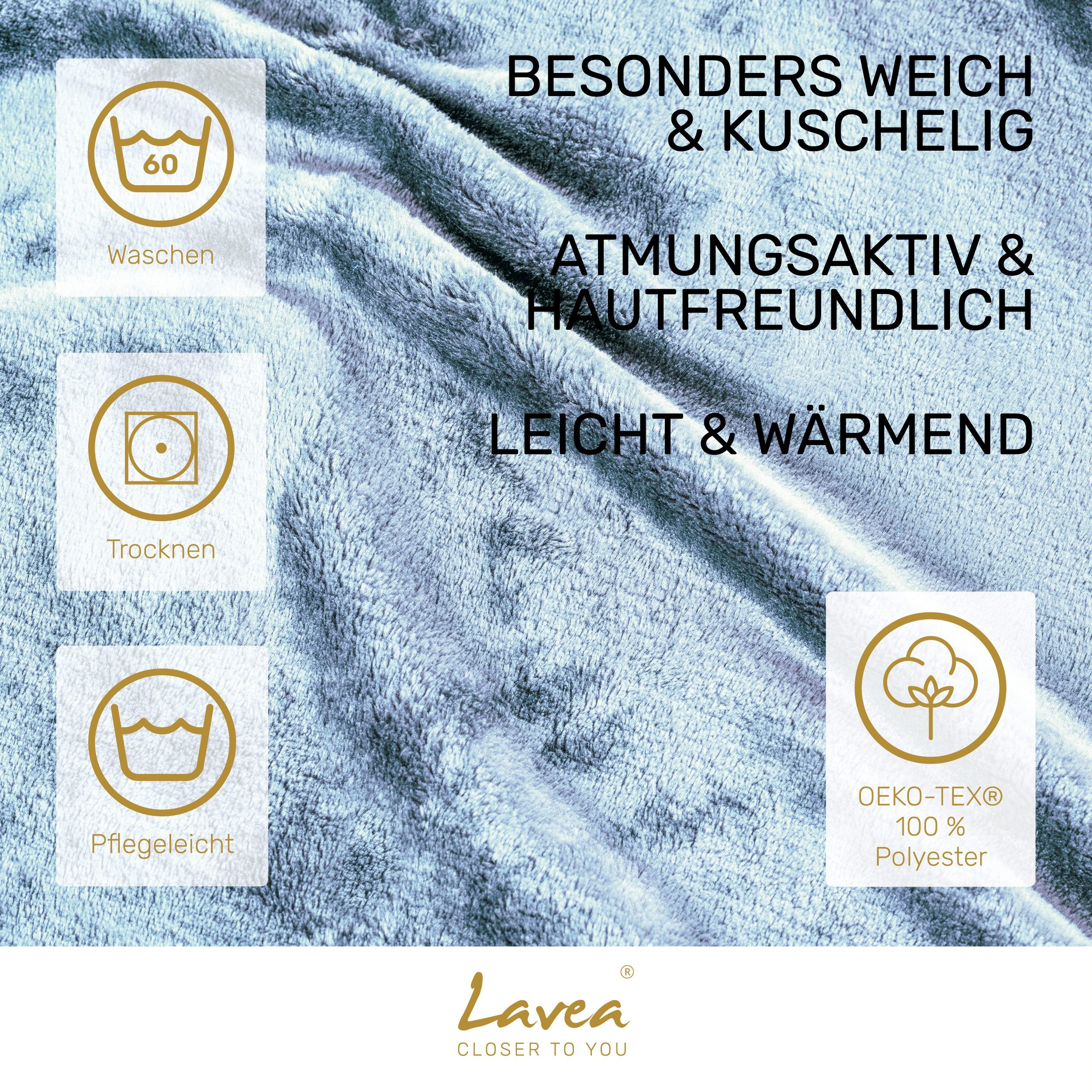 Wohndecke Kuscheldecke, Fleecedecke, Wolldecke flauschig und weich, Lavea, Sofadecke, Atmungsaktiv & Hautfreundlich, Decke