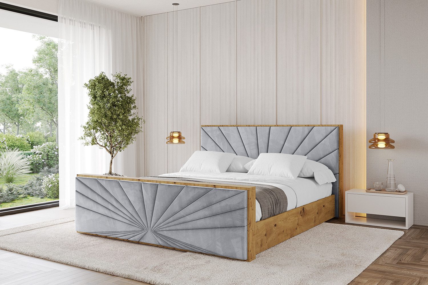 ALTDECOR Polsterbett ENZO6-Z (Polsterbett mit Bettkasten und Lattenrost, Boxbett mit Matratze), Doppelbett mit Stauraum, Bett mit Kopfteil