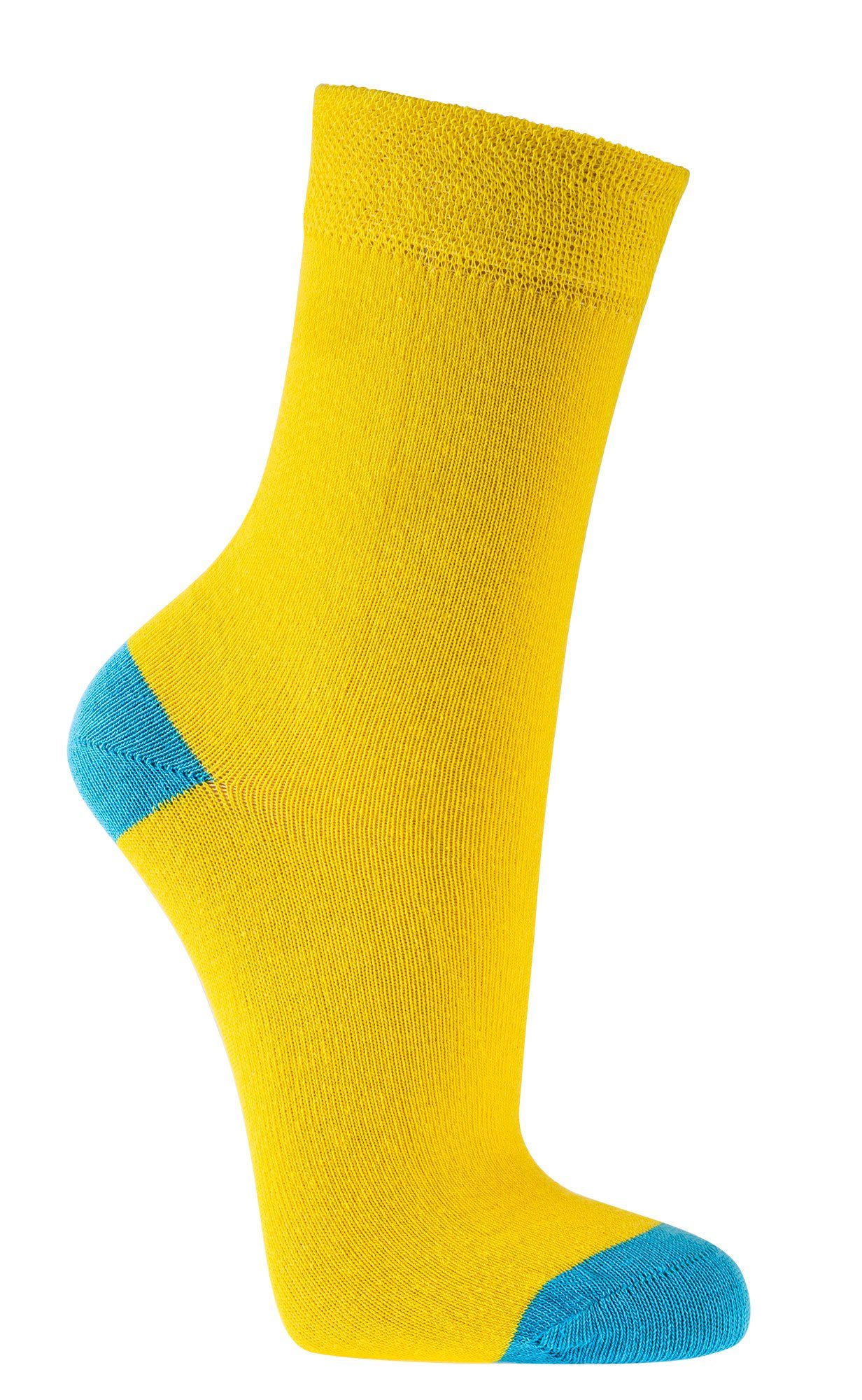 FussFreunde Socken 6 Paar Kinder Socken für Mädchen & Jungen, GUTE LAUNE FARBEN Gelb