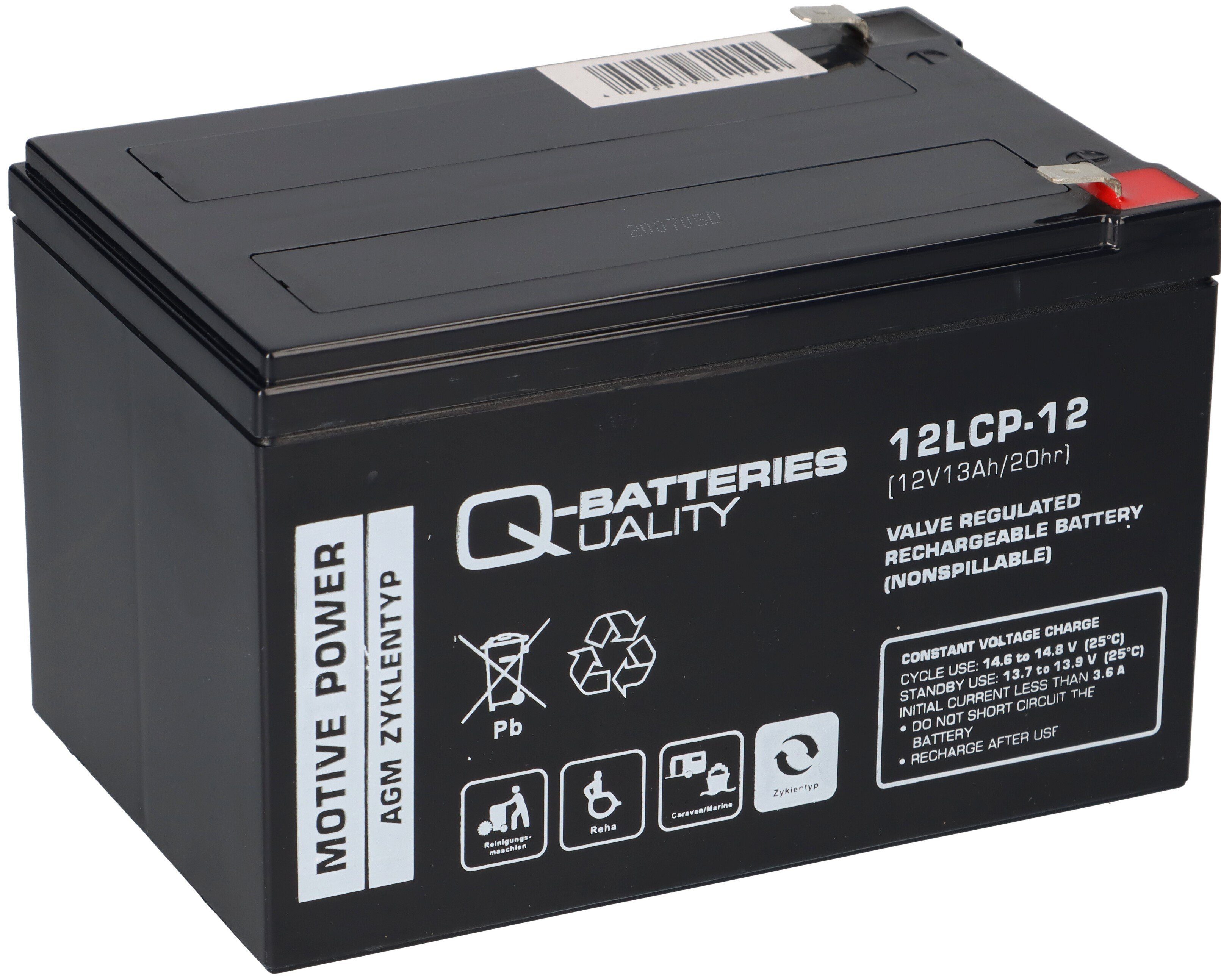 Q-Batteries 1x Akku 12V-13Ah Pb Batterie Bleigel 12LCP-12 QB Bleiakkus