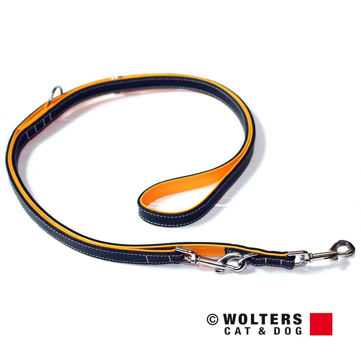 Wolters Hundeleine Führleine Terranova Fettleder schwarz/mango