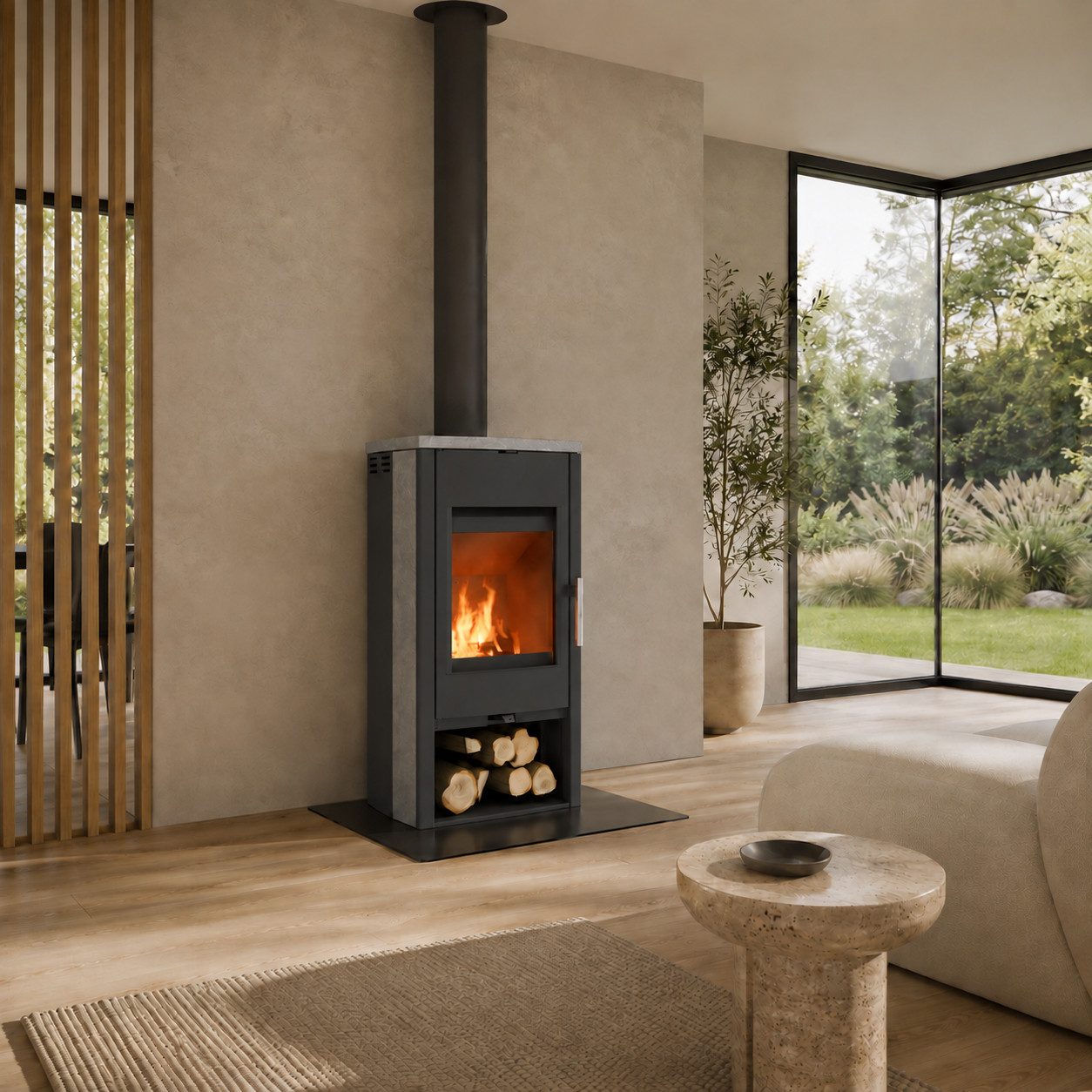 Haas + Sohn Kaminofen Portree, NEU & Exklusiv, Lieferung bis ins Wohnzimmer, 6 kW, Zeitbrand, dein Premium Haas+Sohn für stilsichere Eleganz mit Panorama Scheibe
