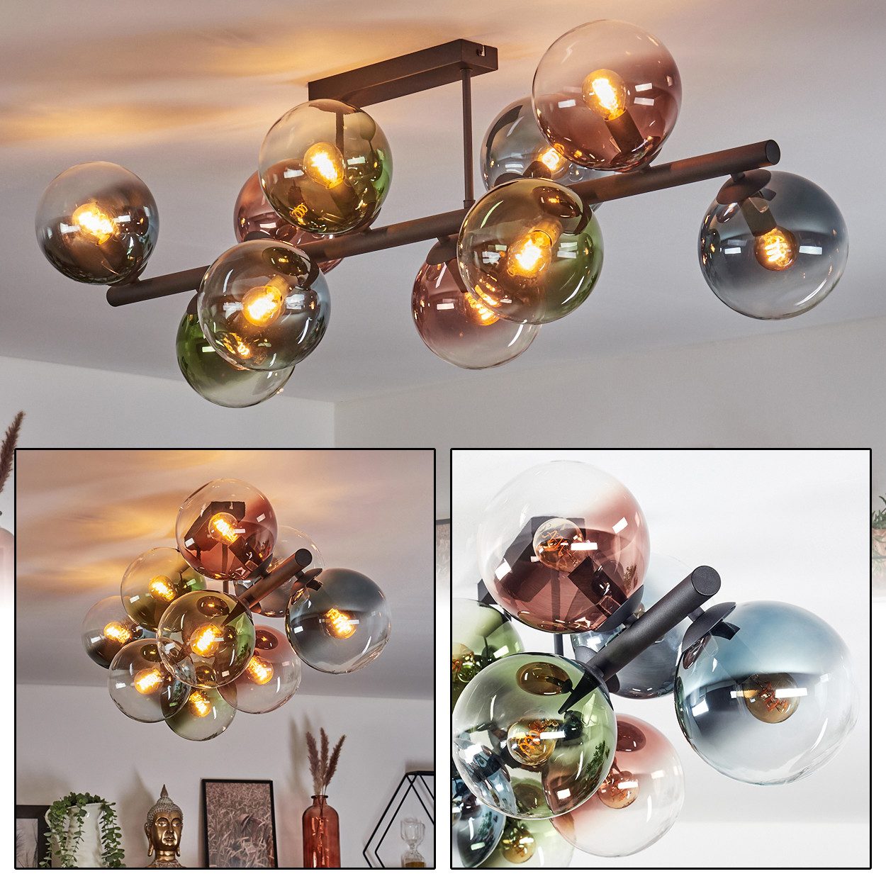 hofstein Deckenleuchte Deckenlampe aus Metall/Glas in günstig online kaufen
