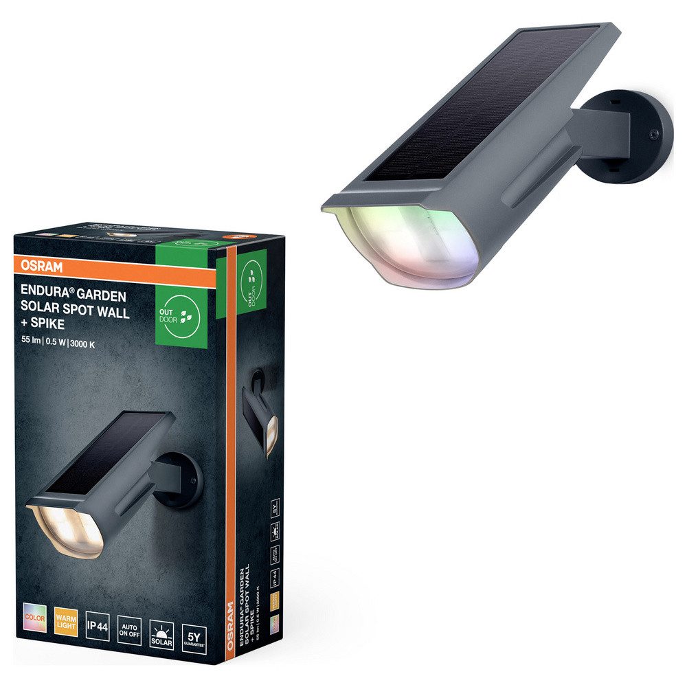 Osram Außen-Wandleuchte OSRAM HOMELIGHTING ENDURA Garden Solar Spot Wall + Spike RGB + W 40998