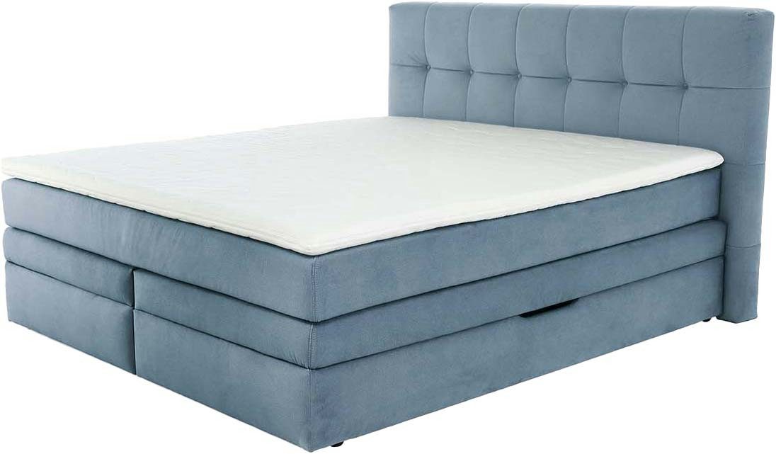 Jockenhöfer Gruppe Boxspringbett AMY in Samt, erhältlich in der Breite 180cm, mit Bettkasten und Kaltschaum-Topper