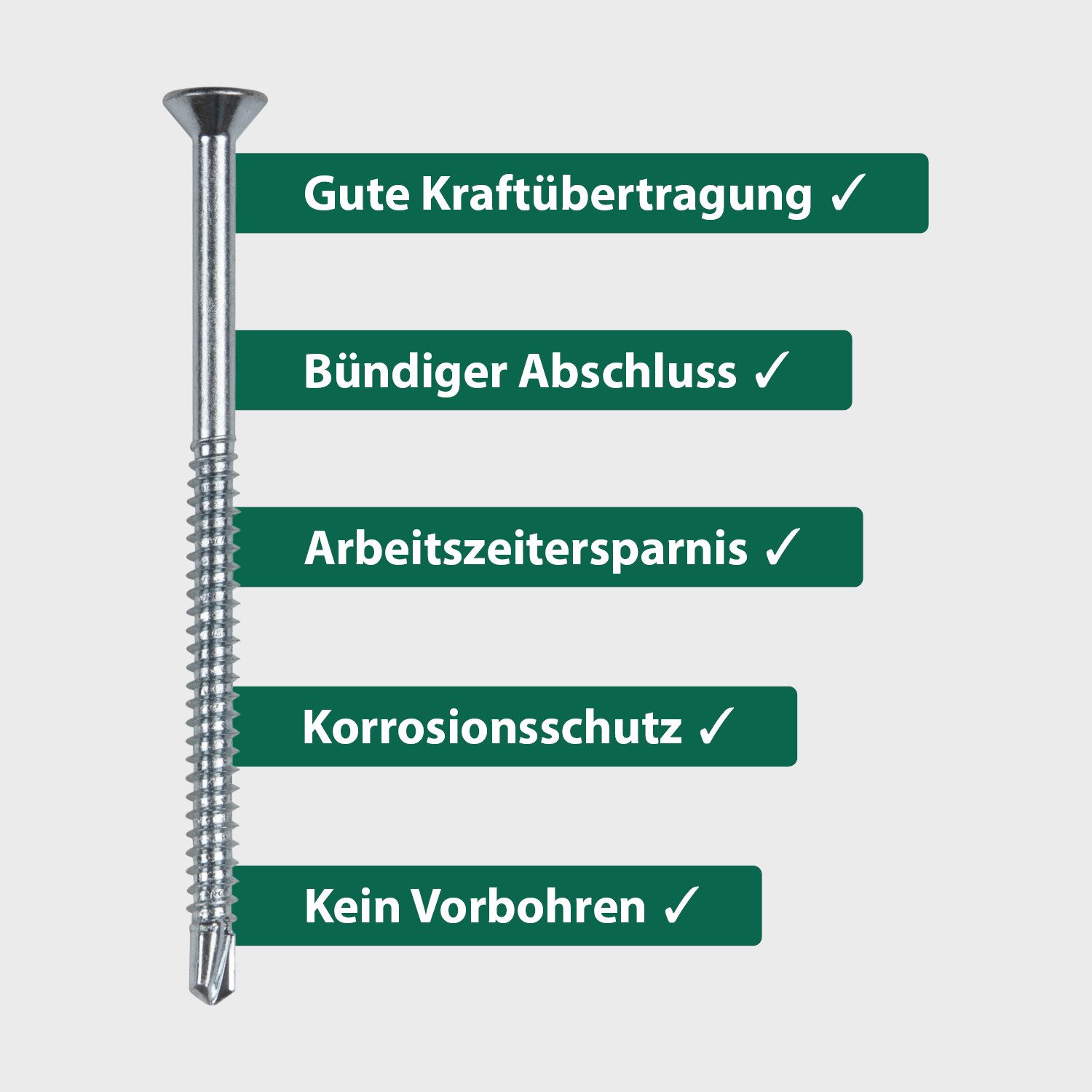 PARCO Bohrschraube mit Senkkopf, selbstschneidend, Stahl verzinkt, PH2 Teil/Vollgewinde, (100 St., Zertifizierung: DIN 7504 (Form O), schnelle Montage in Metall, Holz, Kunststoff