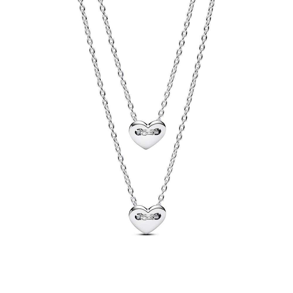 Pandora Kette mit Anhänger 2 Herzketten Forever and Always aus Sterlingsilber von PANDORA