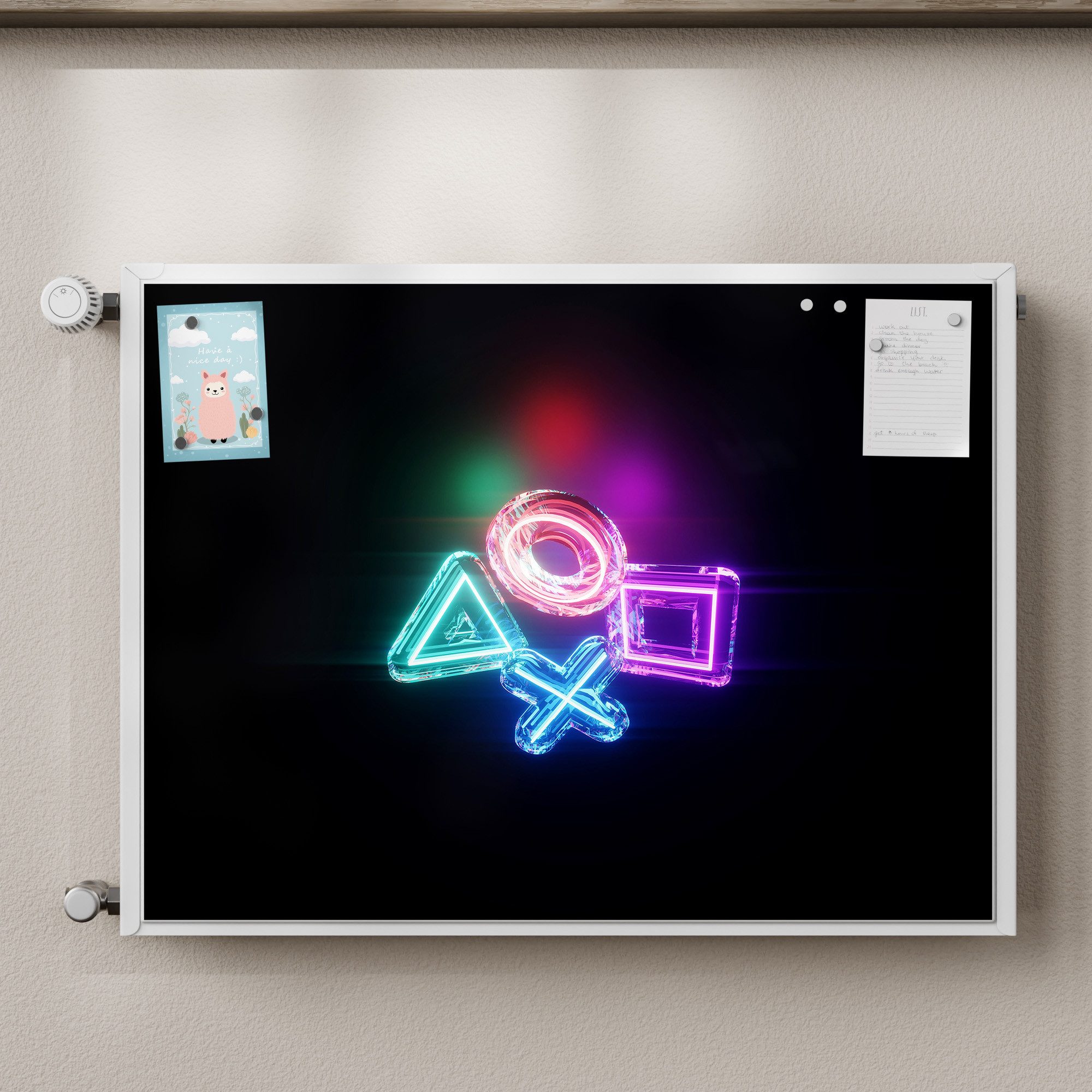 Thumbnail - DEQORI Magnetfolie 'Neon Gaming Symbole', beschreibbar Heizung Magnetmatte magnetisch Magnetfolie