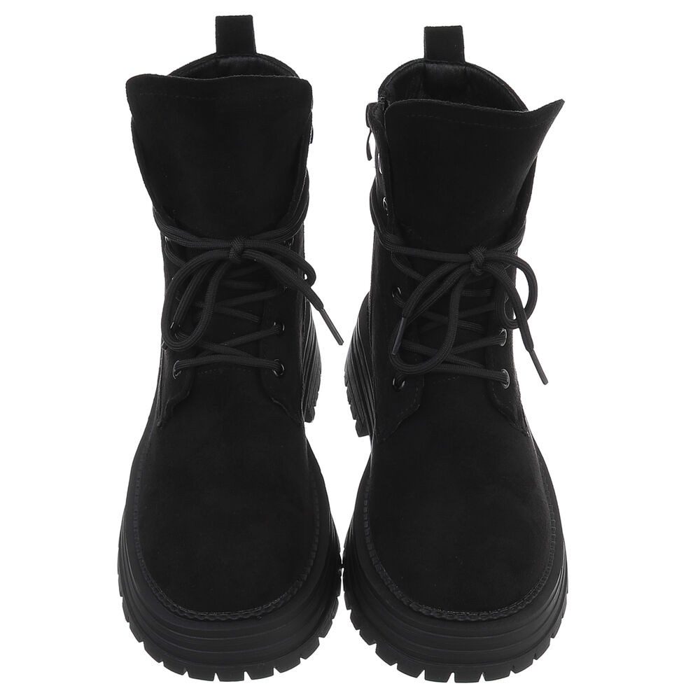 Ital-Design Robuste Damen Freizeitboots mit markanter Sohle Schnürstiefelette (90169542) Blockabsatz Stiefeletten in Schwarz