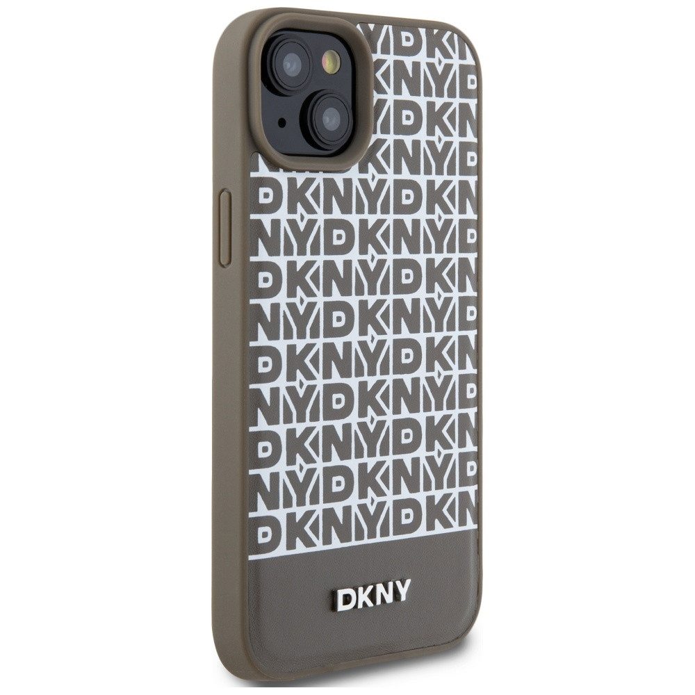 DKNY Handyhülle MagSafe Lederhülle, MagSafe, Echtleder, Markenprint, Metalllogo
