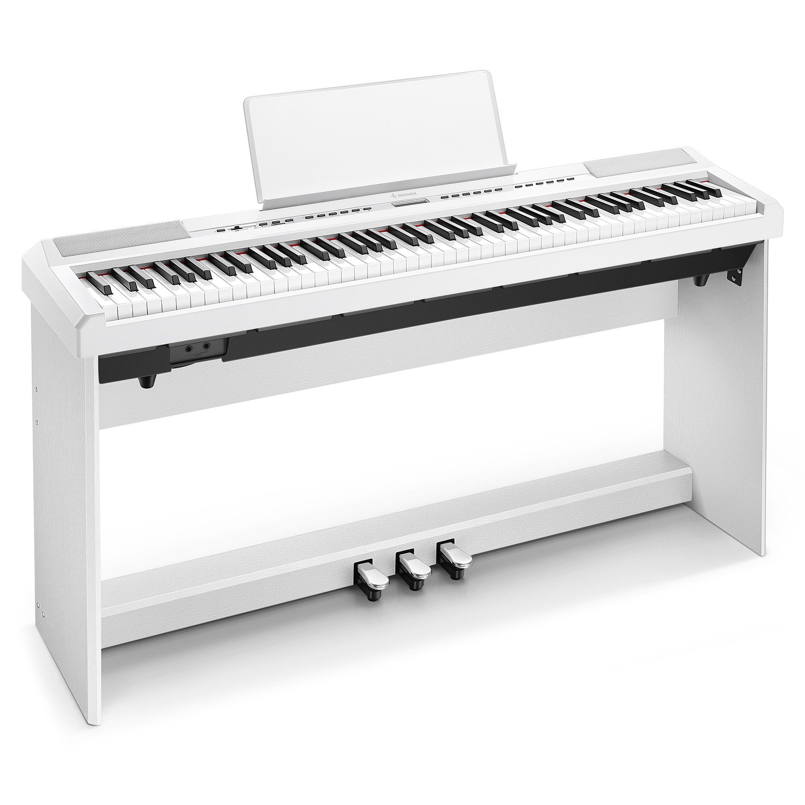 Donner Digitalpiano E-Piano 88 Tasten Hammermechanik Gewichtete Tastatur Klavier DEP-20 (Set, mit Möbelständer, 3-Pedal-Einheit), für Anfänger Tragbares E-Piano