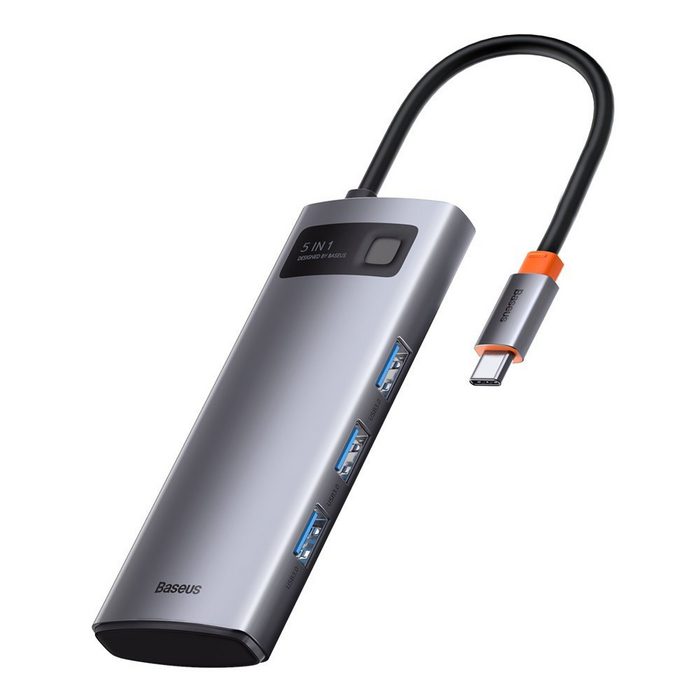 Baseus Metal Gleam 5in1 multifunktionaler HUB USB Typ C - USB Typ C Power Delivery 100 W / HDMI 4K 30 Hz / 3x USB 3.2 Gen 1 HUB