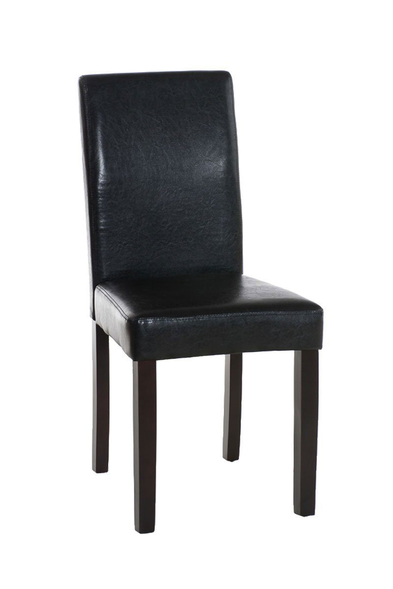 TPFLiving Esszimmerstuhl Ines mit hochwertig gepolsterter Sitzfläche - Konferenzstuhl (Küchenstuhl - Esstischstuhl - Wohnzimmerstuhl), Gestell: Holz dunkelbraun - Sitzfläche: Kunstleder schwarz