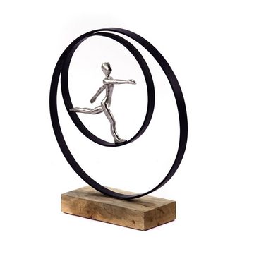 CREEDWOOD Skulptur SKULPTUR "MOVE", Metall, Mangoholz, Deko Aufsteller laufende Person