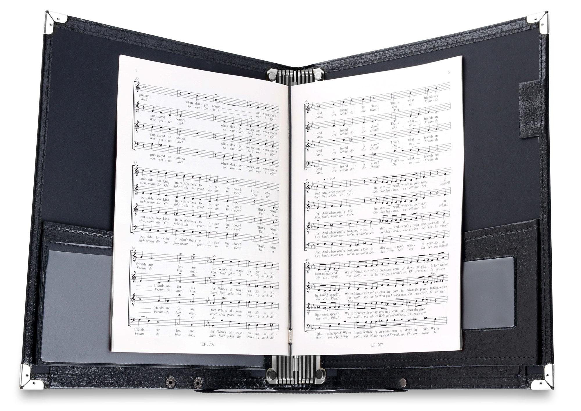 - Musiknoten (5-St) Kunstleder Ringbuchmappe Cantabile Classic Chormappe - Notenmappe Schwarz für Deluxe 5x aus
