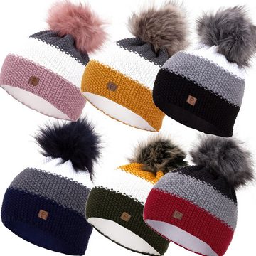 Faera Bommelmütze Wintermütze Damen Herren Mütze Beanie Haube Winter Strickmütze