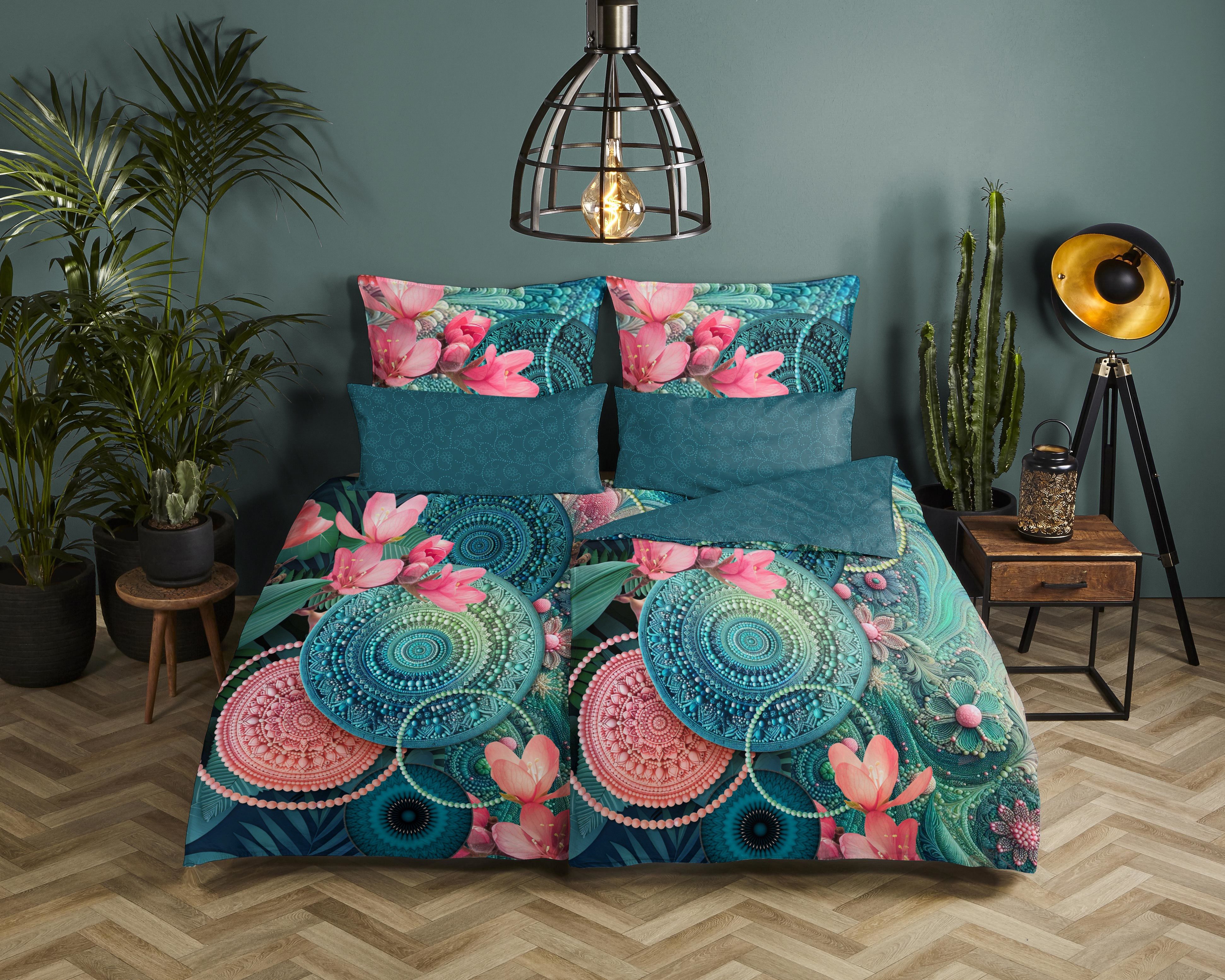 hip Подушкиhülle Zarha, (1 Stück), Baumwolle, Mako-Satin, 40x80, 1 Stück, Reißverschluss, Petrol