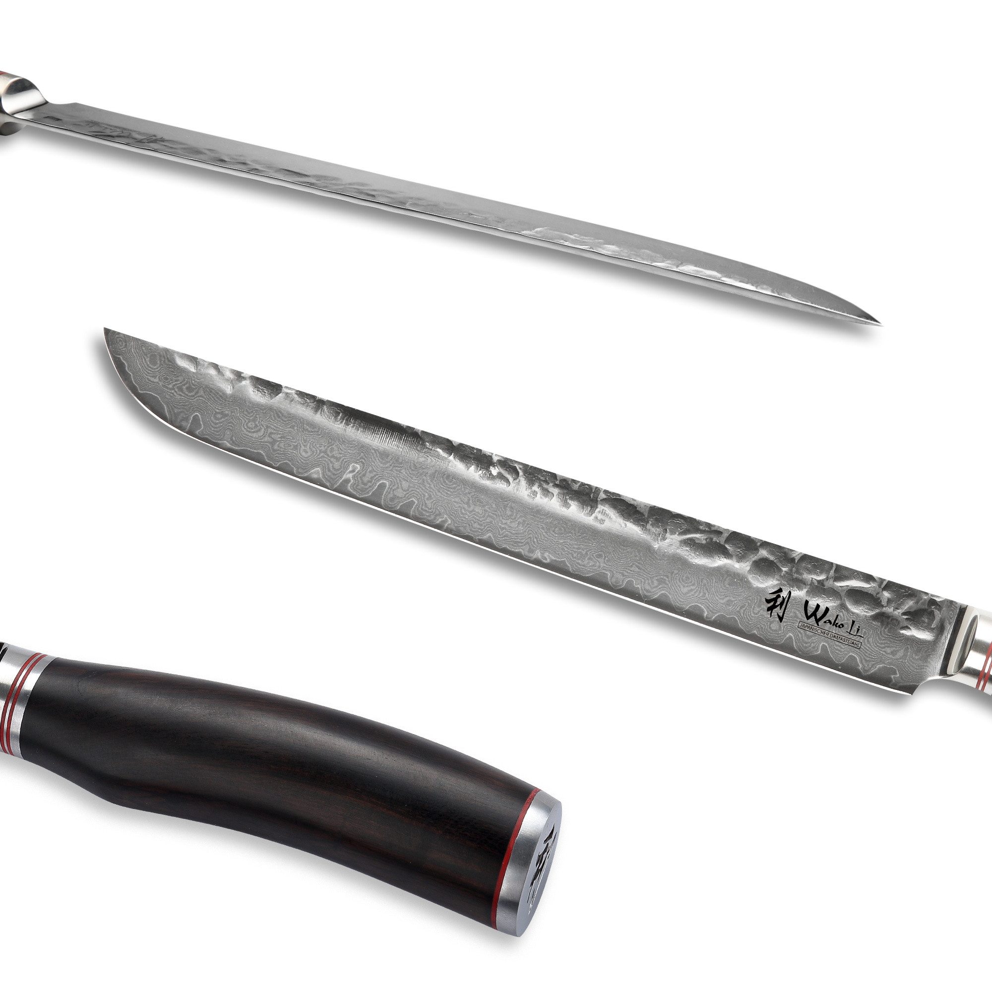 Wakoli Asiamesser EBO Damastmesser Tanto Küchenmesser Kochmesser 27,5 cm Klinge, aus 67 Lagen Damaststahl, VG10 Kern