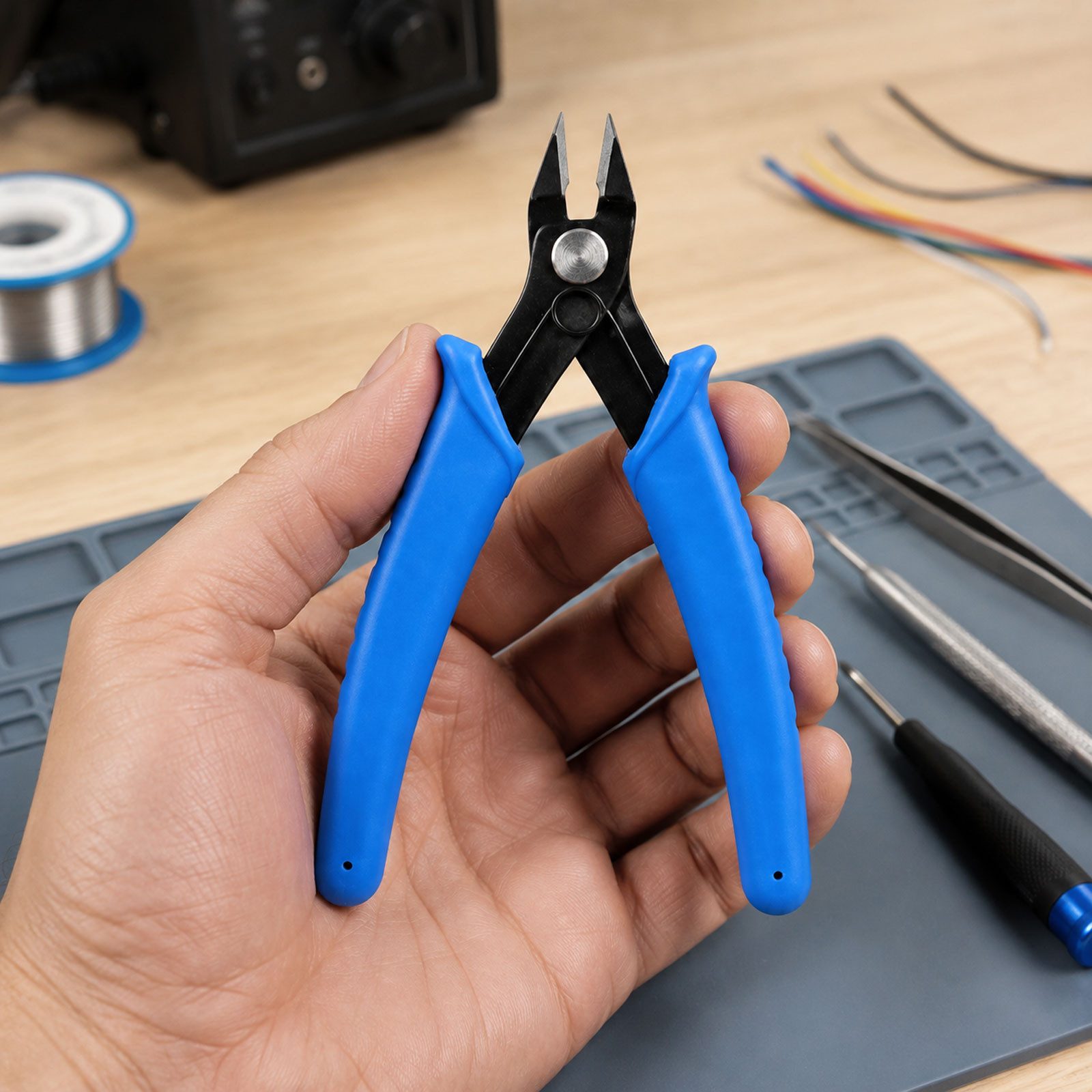 HB-DIGITAL Seitenschneider 125mm Praezisionszange blau, Nur fuer geeignete Schneidarbeiten verwenden – Bild 2 von 5