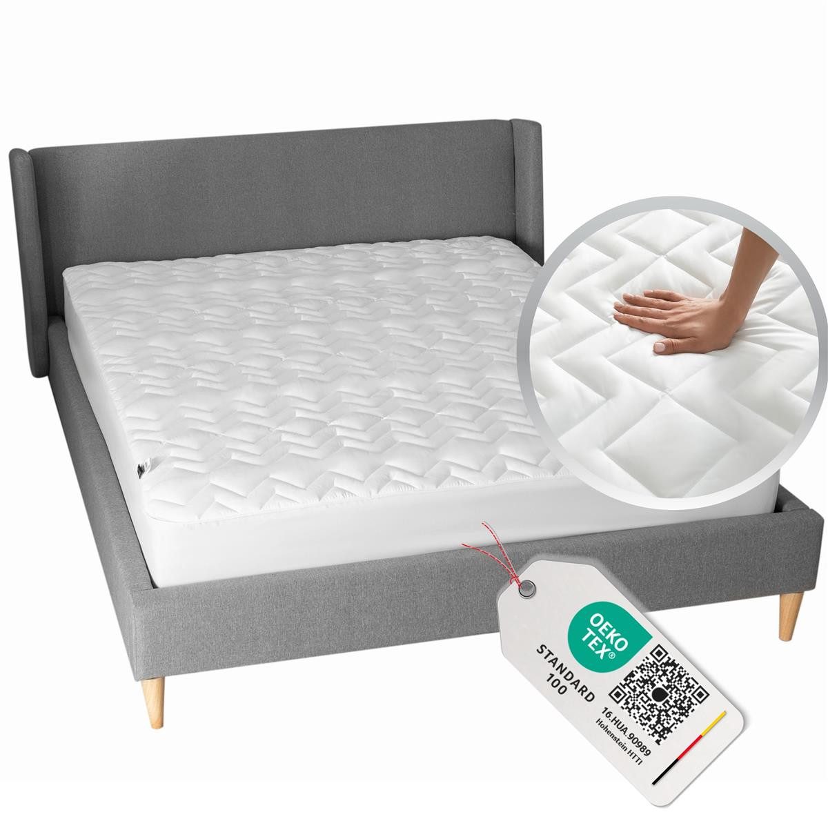 Matratzenschoner Luxus Matratzenschutz Spannbettlaken Topper - Extra soft & weich SEI Design, Bettauflage - ergonomisch gesteppt, Befestigung wie Spannbettlaken