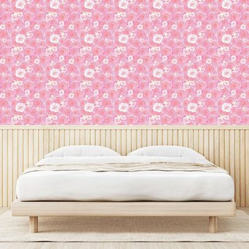 Abakuhaus Vinyltapete selbstklebendes Wohnzimmer Küchenakzent, Rose Romantisches Blooming Flora
