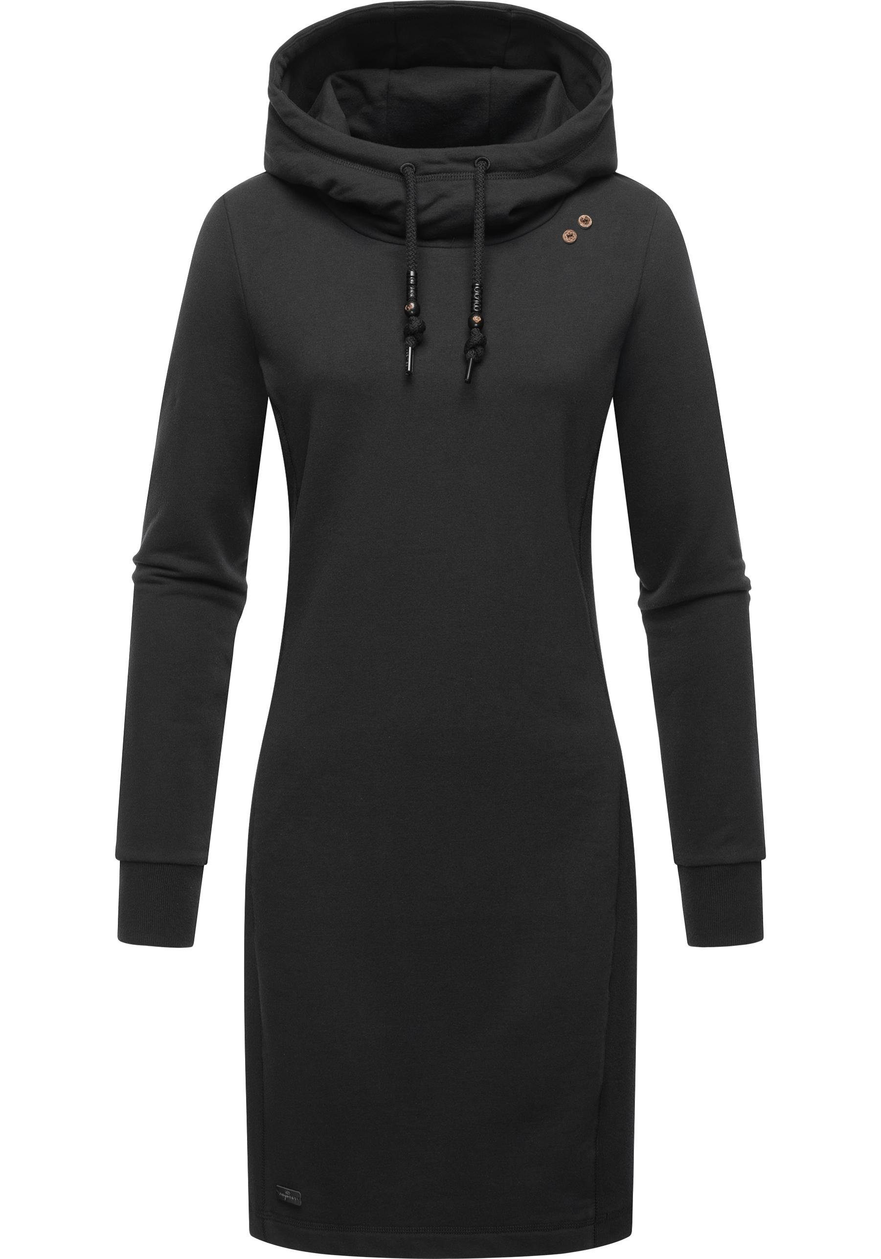 Langärmliges Baumwoll Sabreen dark mit Kapuze Sweatkleid Ragwear Kleid