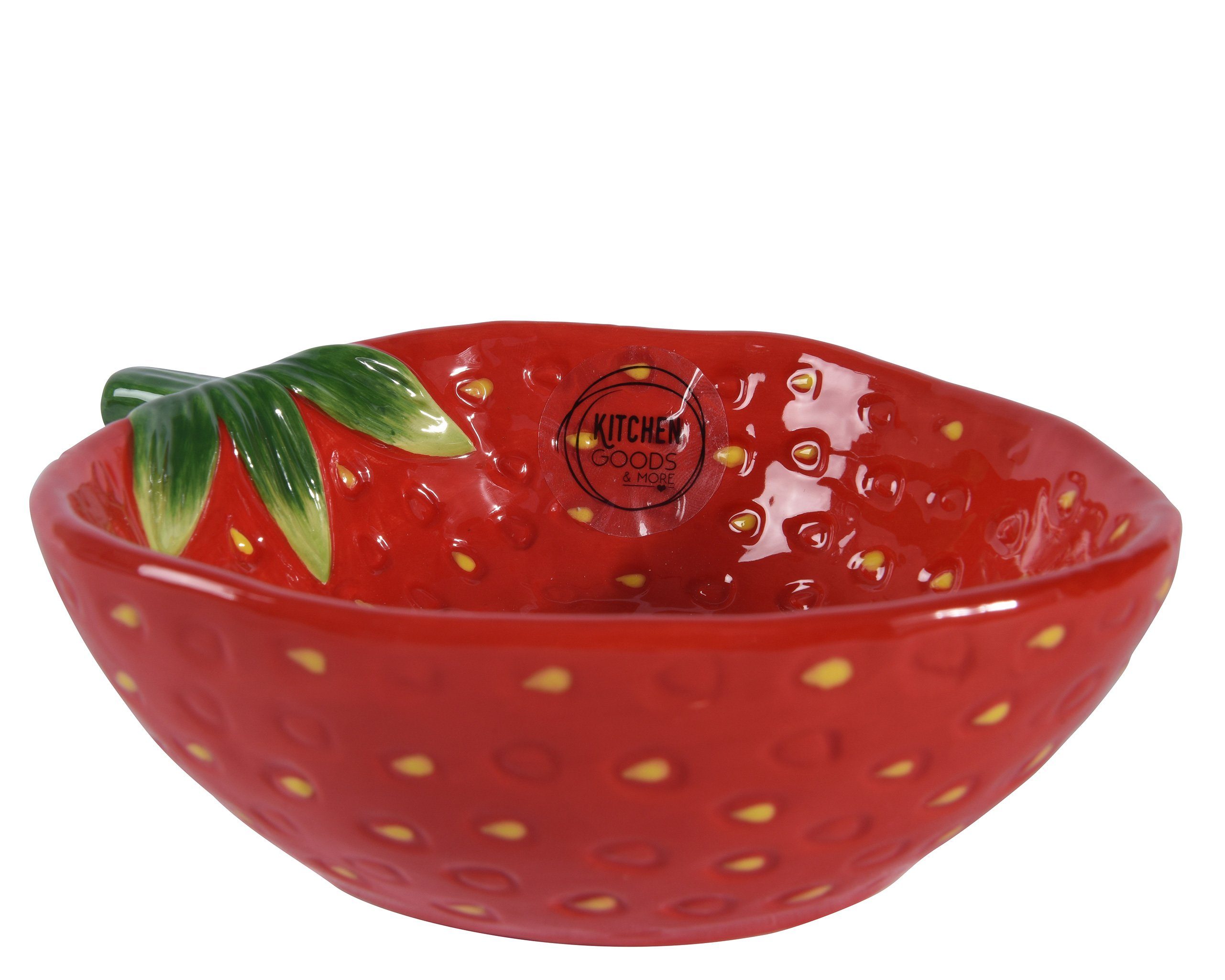 Decoris season decorations Müslischale, Keramik, Keramik Schüssel Erdbeere 15x5cm Rot 1 Stück